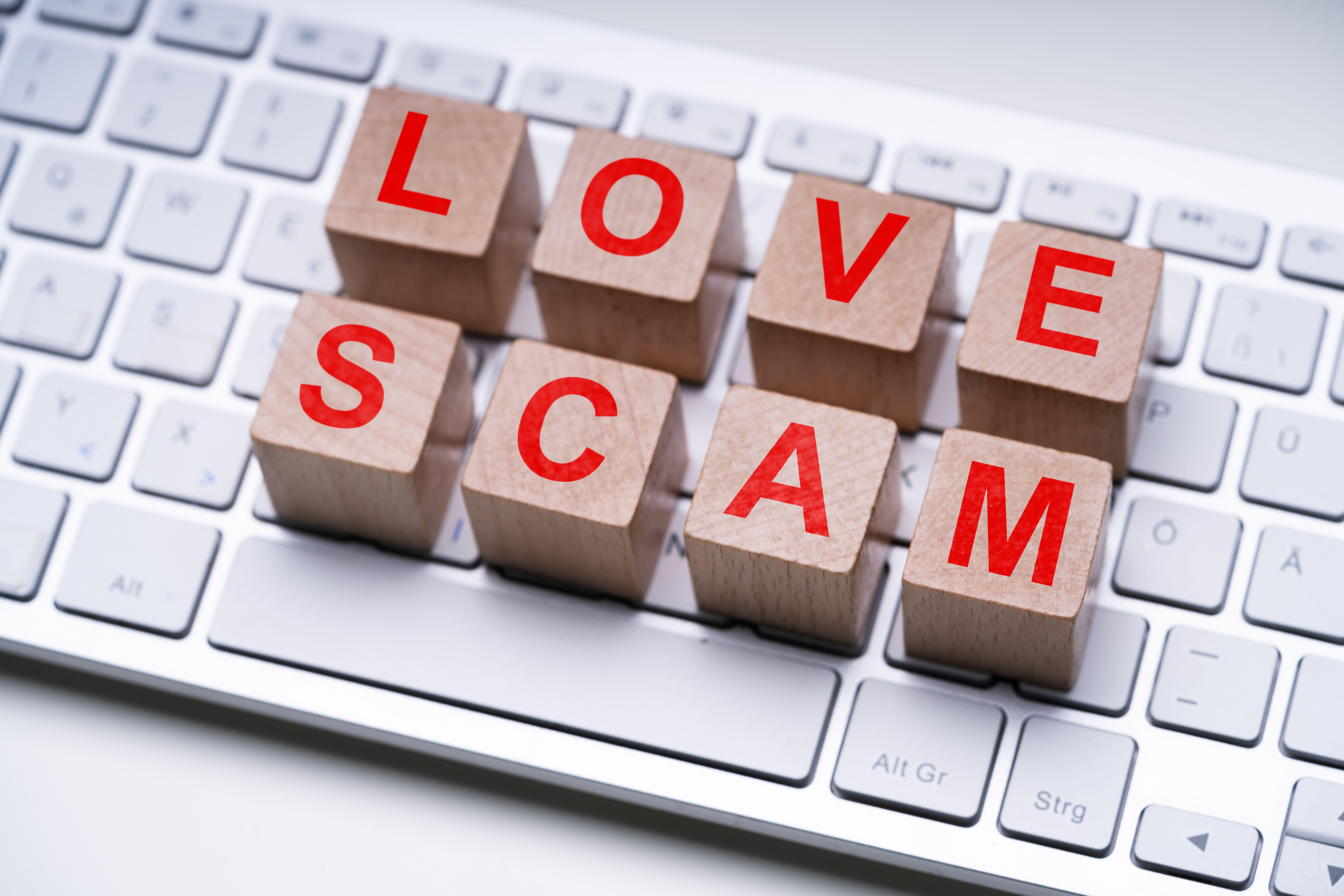 'Love scam' on a keyboard
