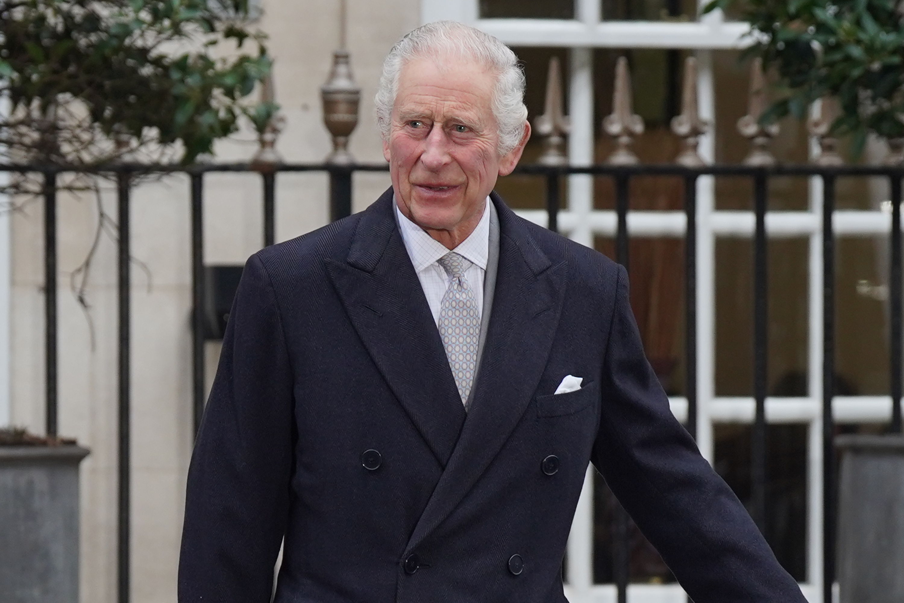 King Charles III leaves the London Clinic in central London after spending three nights receiving medical care following treatment for an enlarged prostate. Picture date: Monday January 29, 2024.