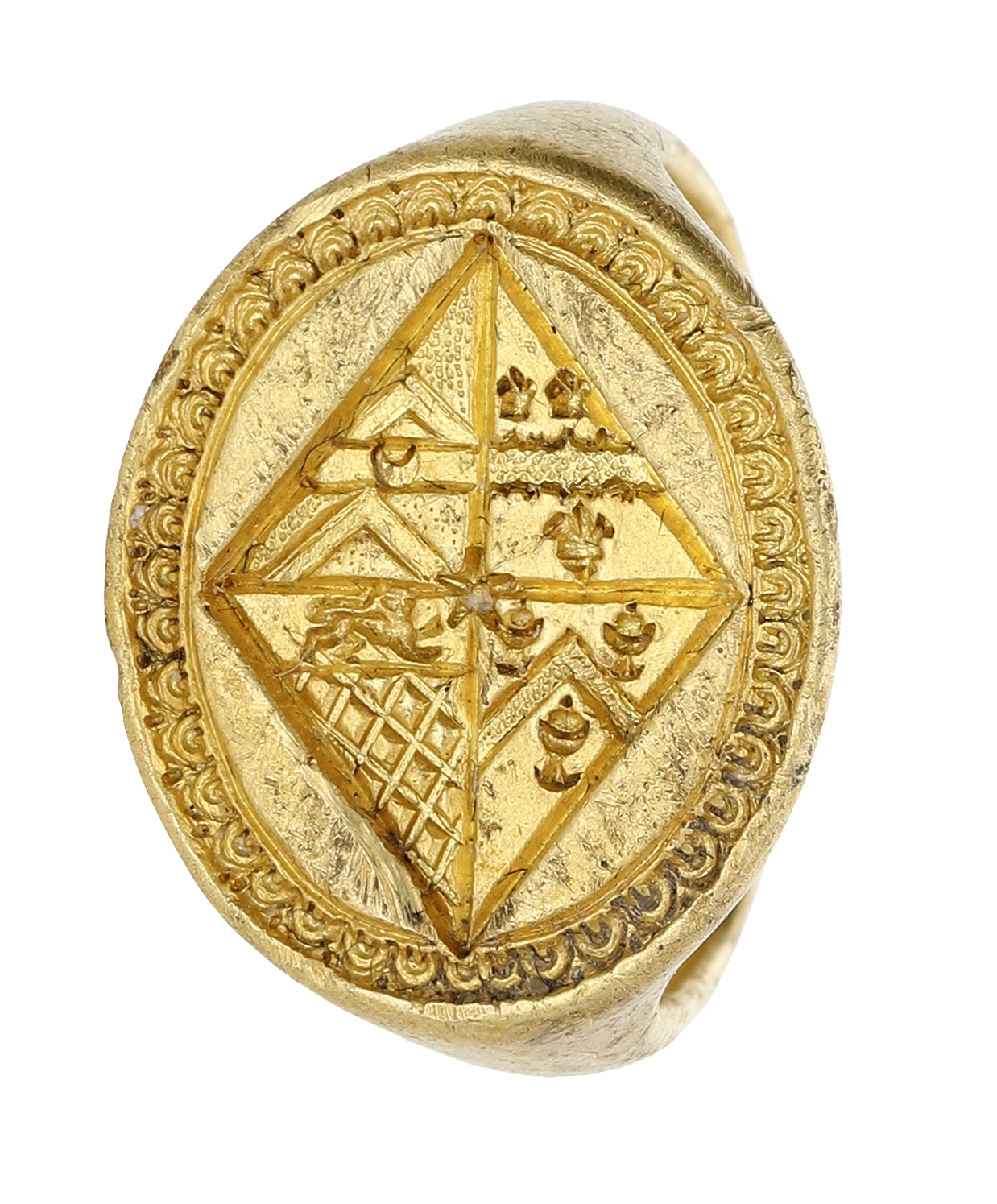 A ring that was found by a metal detectorist in a field in Roydon near Diss in Norfolk is to be sold at auction with an estimate of £14,000 to £16,000. (Noonans/ PA)