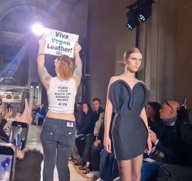 Victoria Beckham’s Paris Fashion Week show disrupted by animal rights