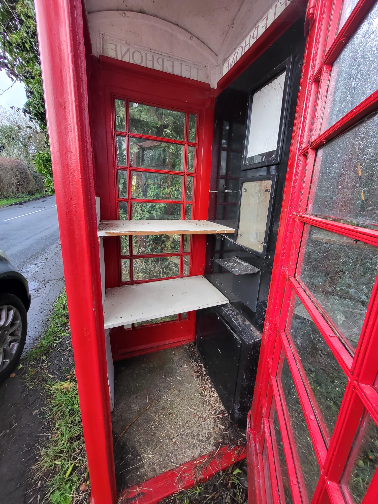 Open telephone box