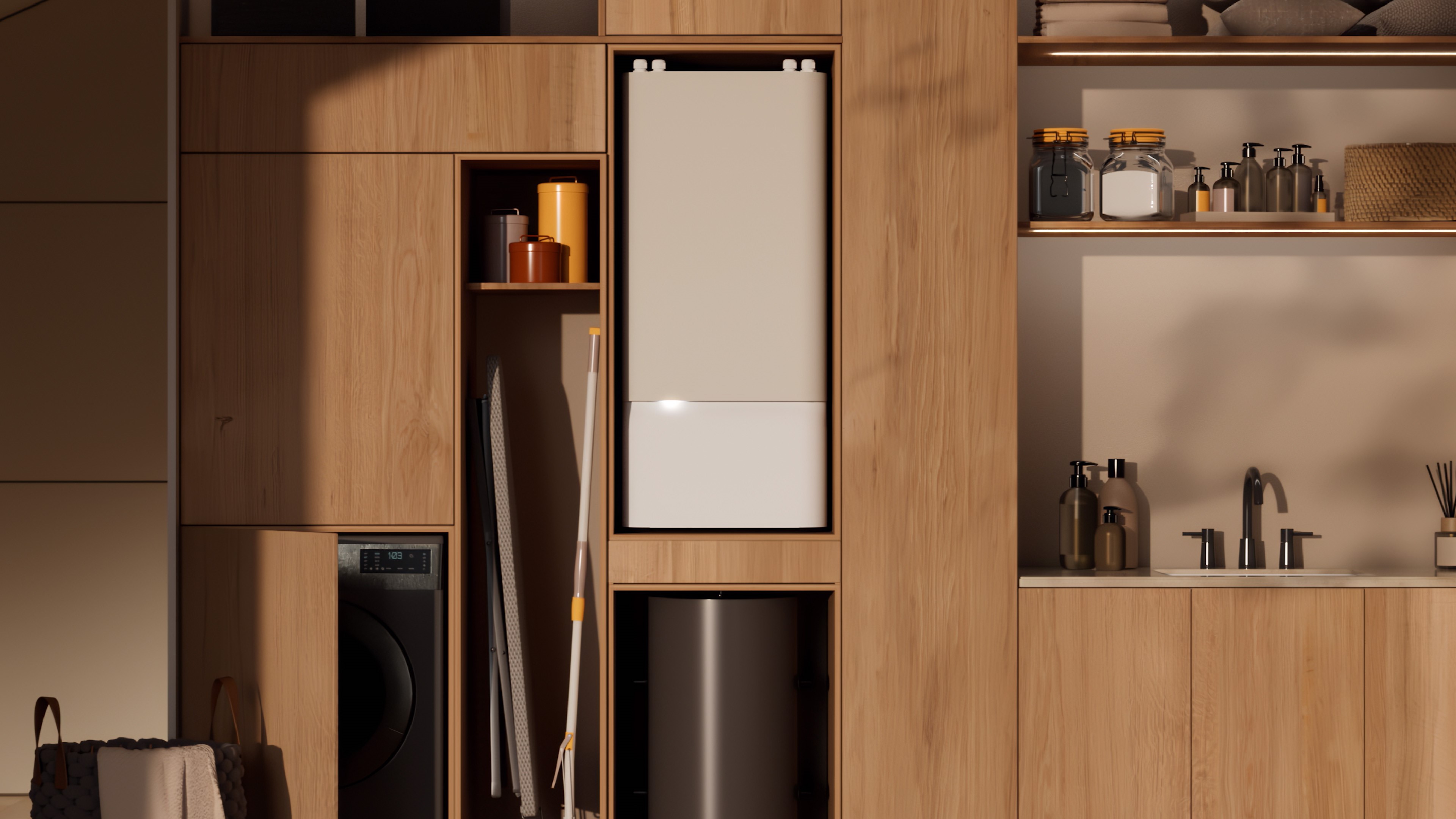 Indoor heat pump kit integrated into kitchen units (Aira/PA)