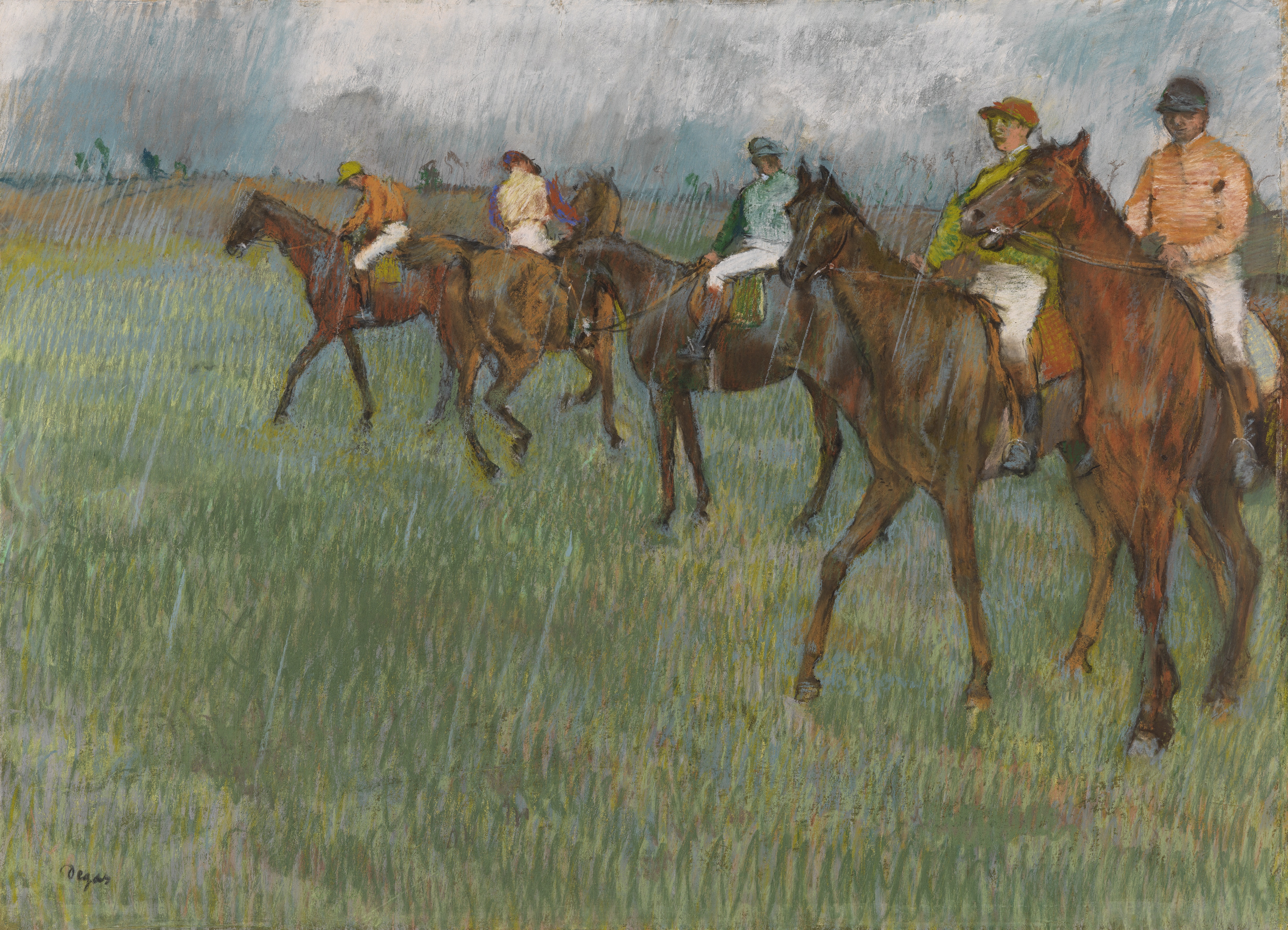 Jockeys in the Rain