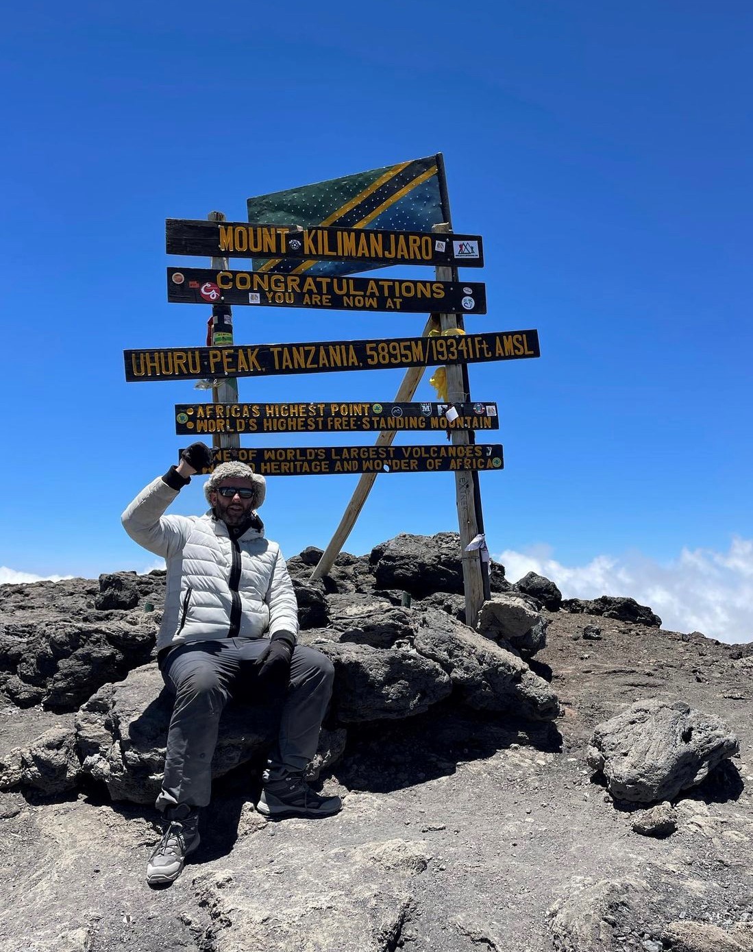 Dan Hodges at the summit of Mount Kilimanjaro