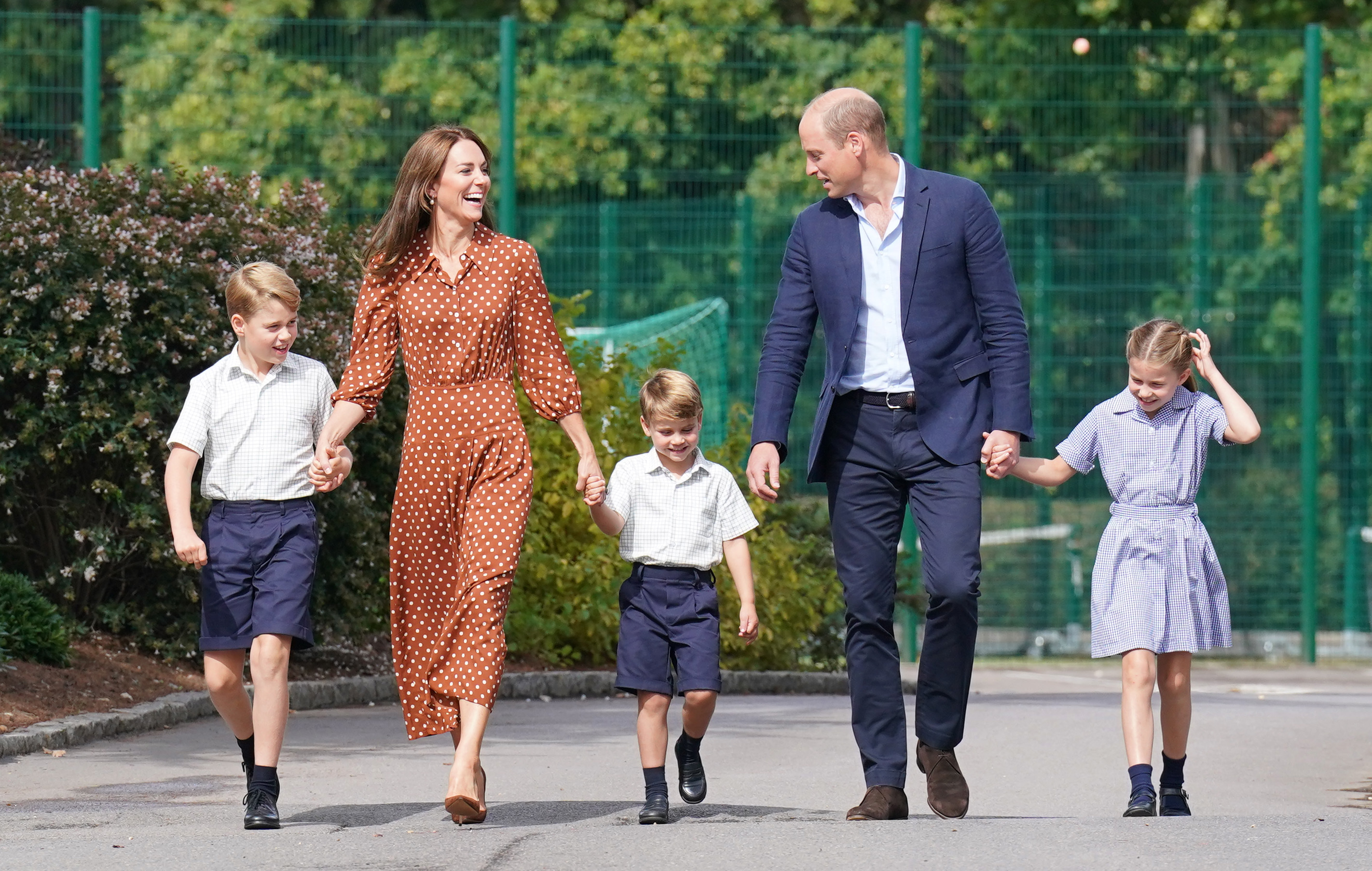 Prince George, Princess Charlotte and Prince Louis, accompanied by their parents the Duke and Duchess of Cambridge
