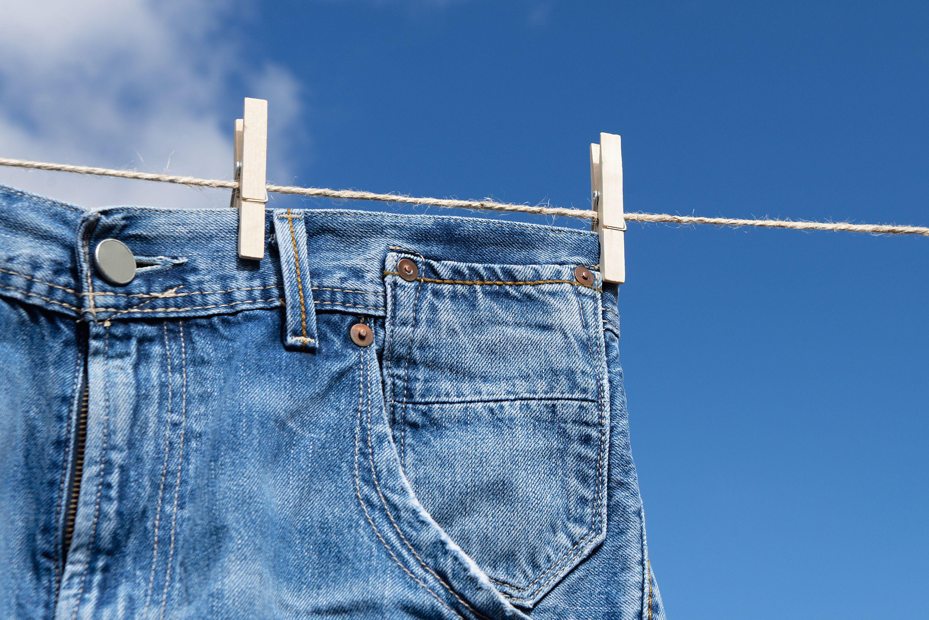 Jeans on clothes line