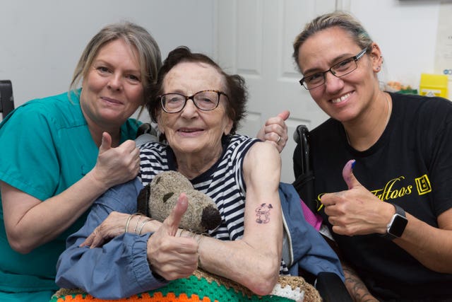 Care home resident fulfils teenage dream by getting first tattoo at 89 ...