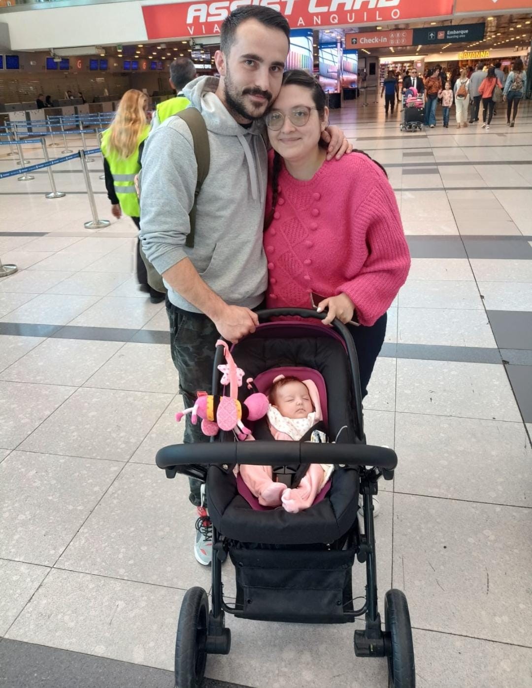 Eugenia Morales with her partner and their baby daughter (EugeniaMorales/PA)