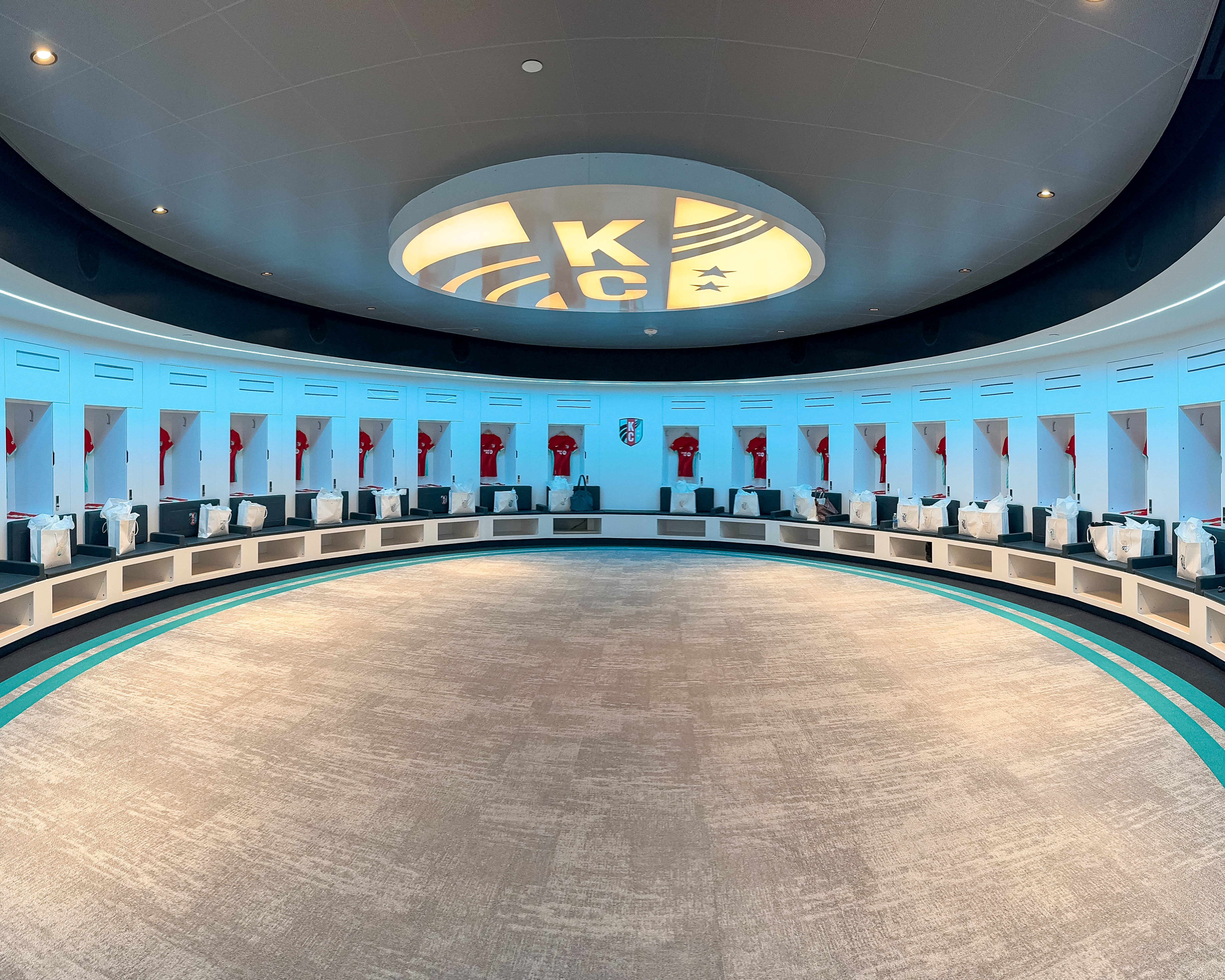 A view of the home changing room at the state-of-the-art CPKC Stadium