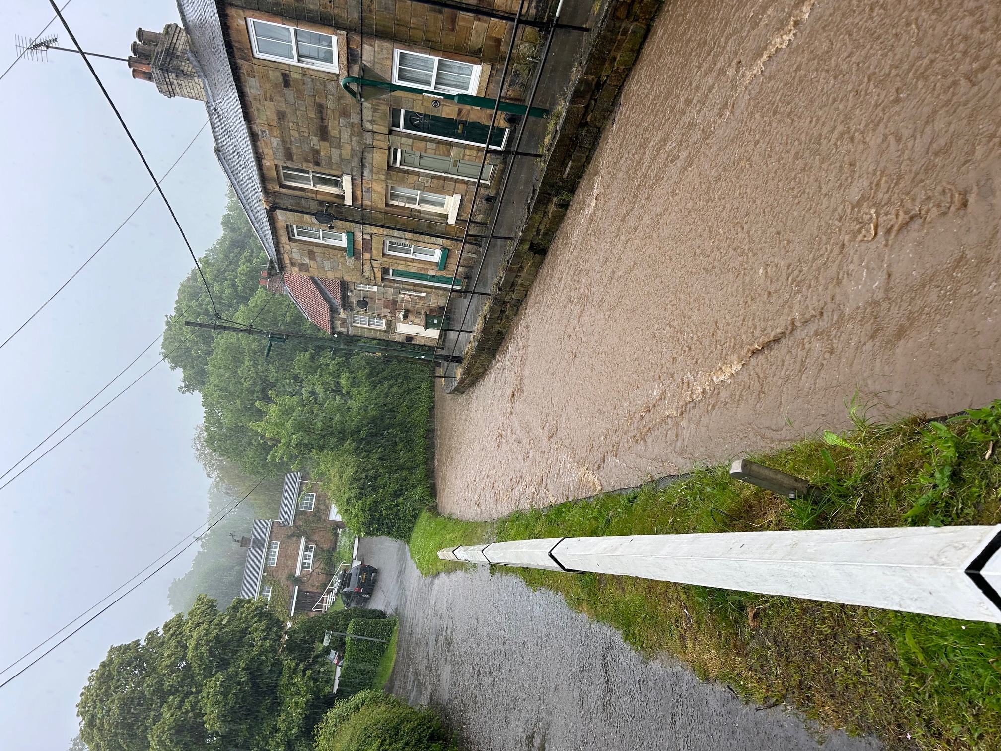 A flooded street in Loftus 