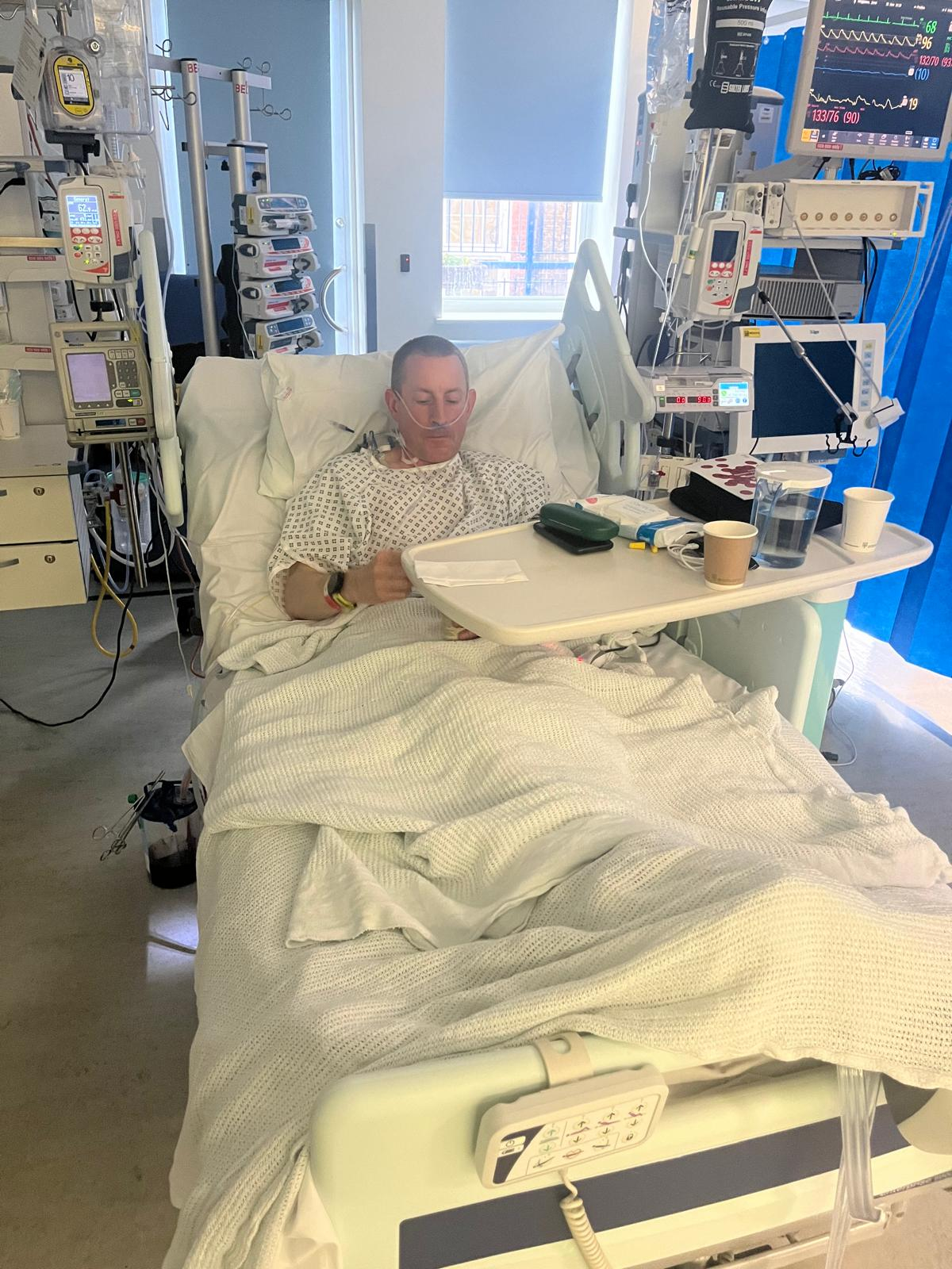 Jonathan Muggleton in hospital
