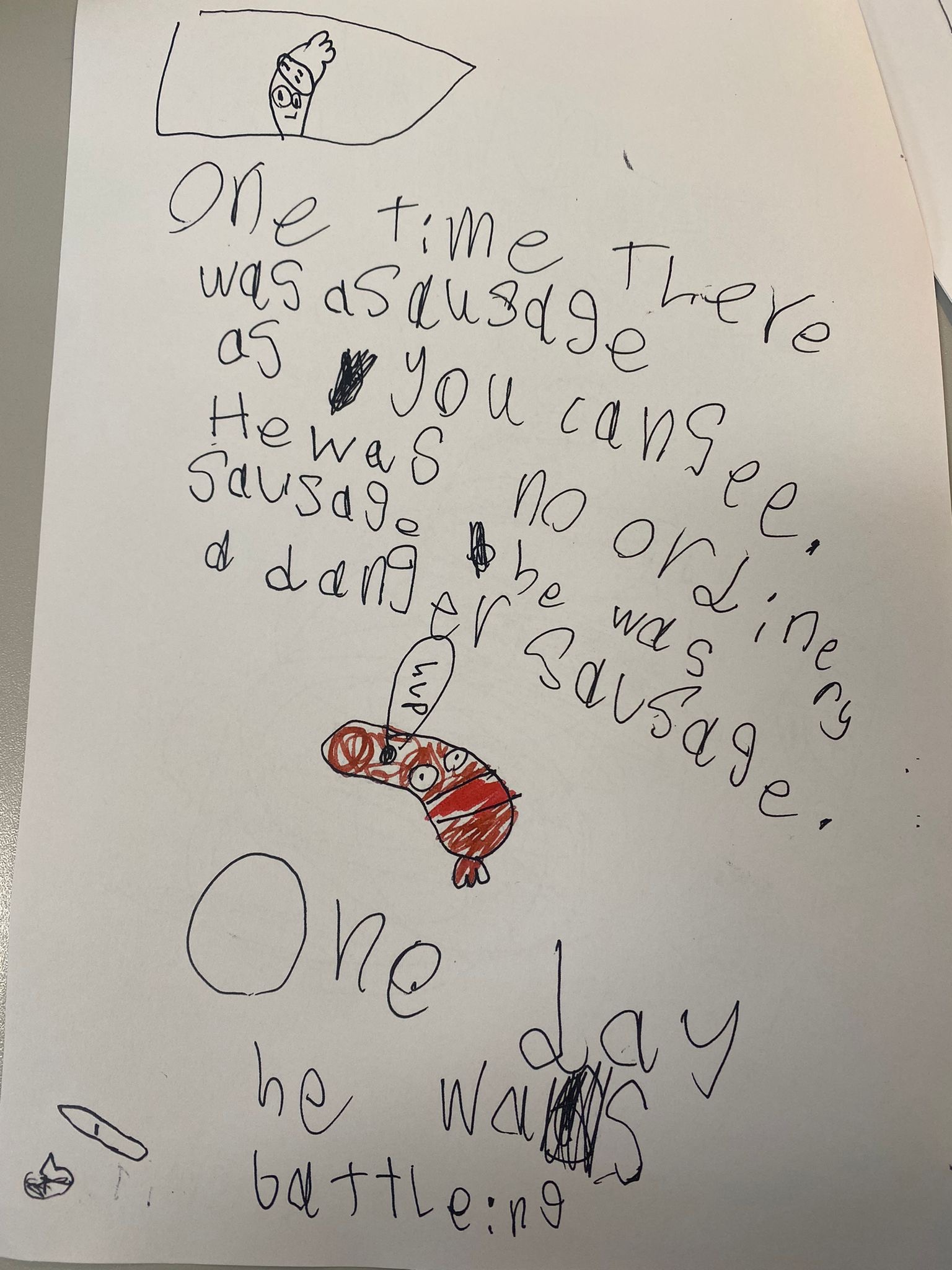 Opening page of a comic book created by a six-year-old