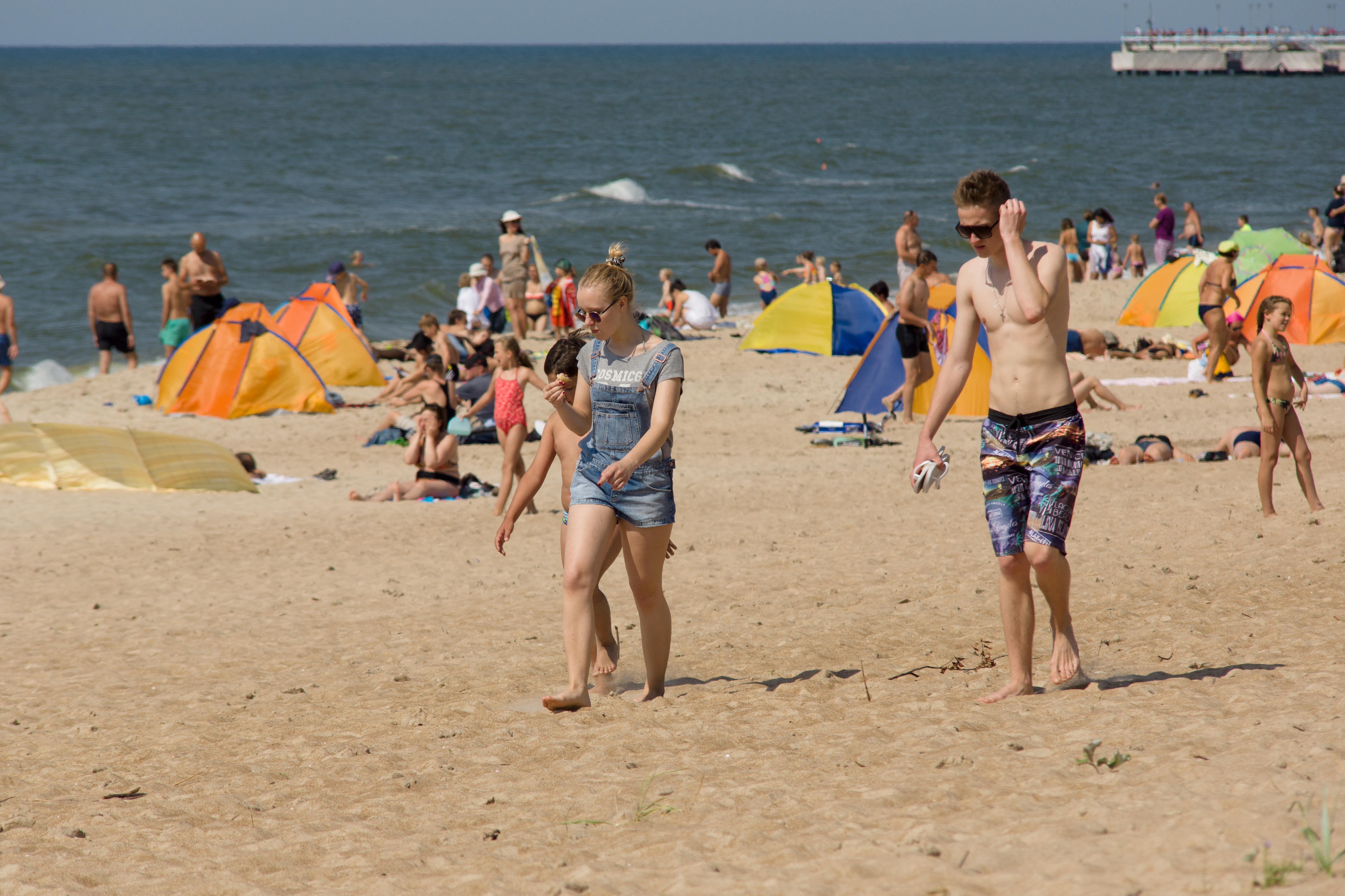 Affluence of holidaymakers to Palanga beach on August 02, 2015 in Palanga, Lithuania.