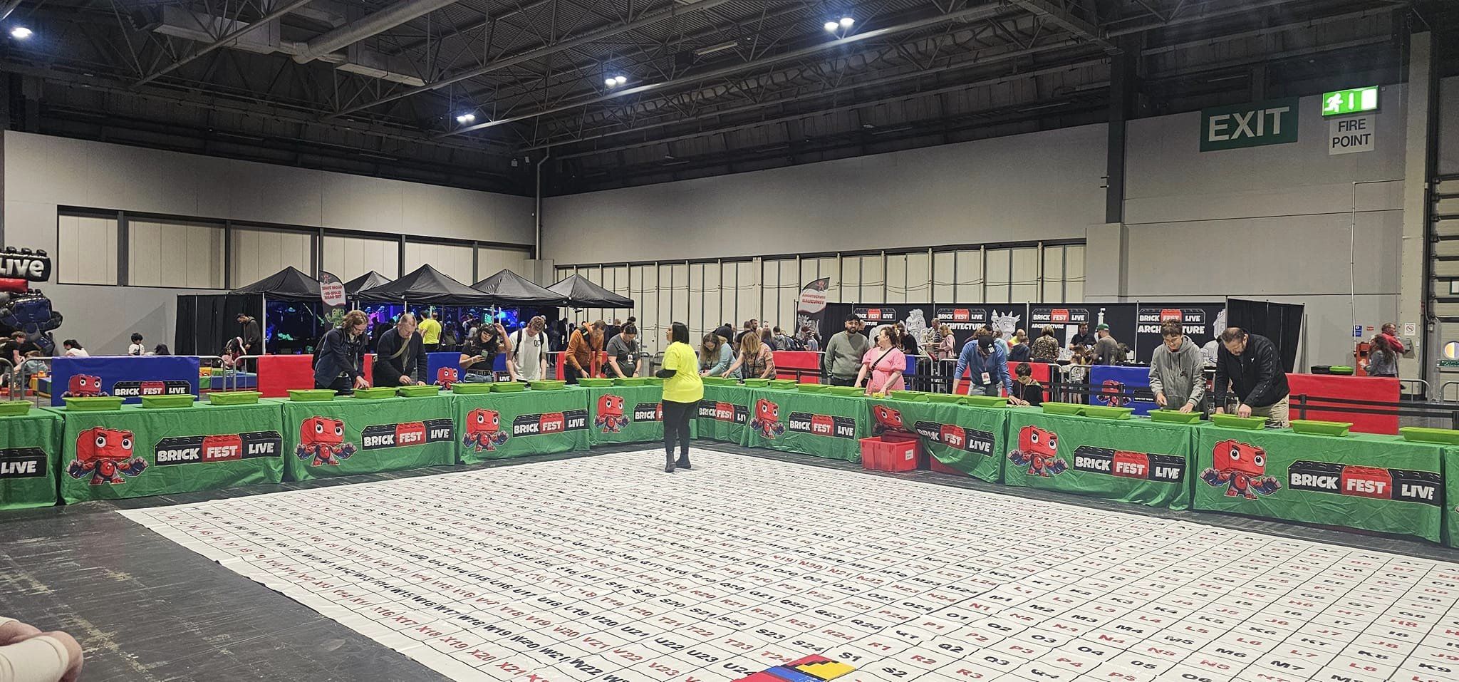 Half-empty room of a Lego exhibition at the NEC in Birmingham