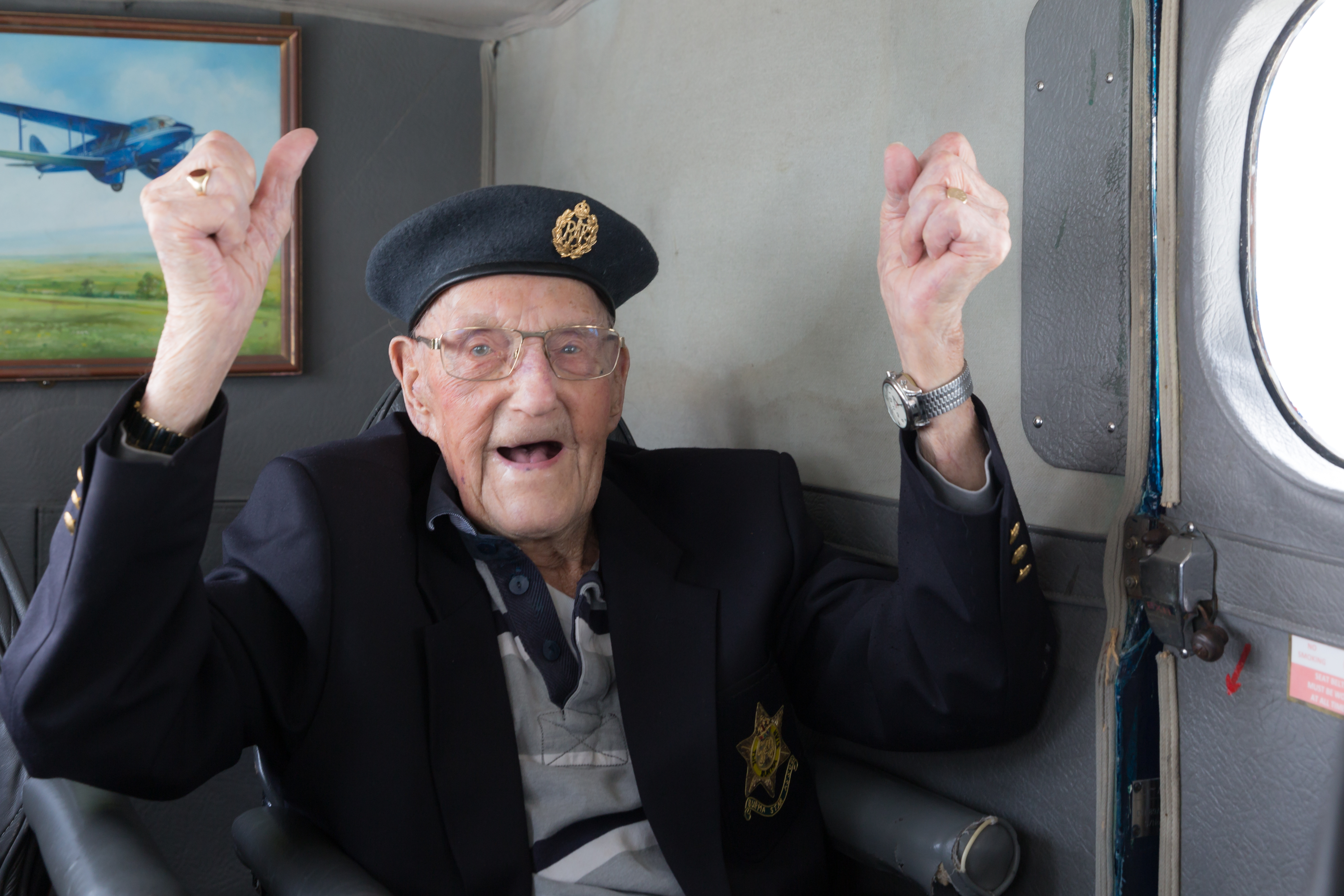 World War Two RAF pilot Arthur Clark in a Dragon Rapide