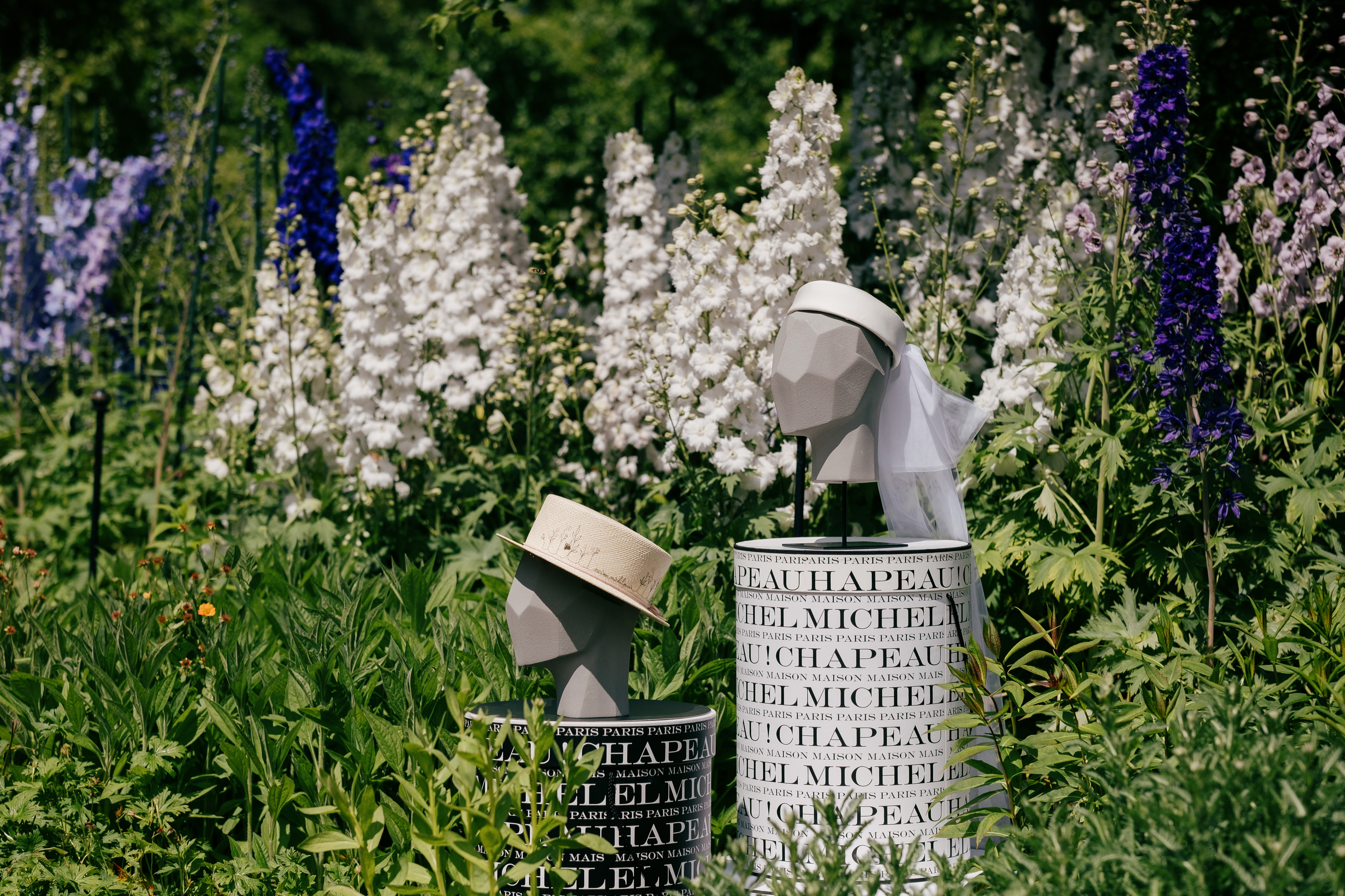 Maison Michel hats in the Kitchen Garden at Highgrove 
