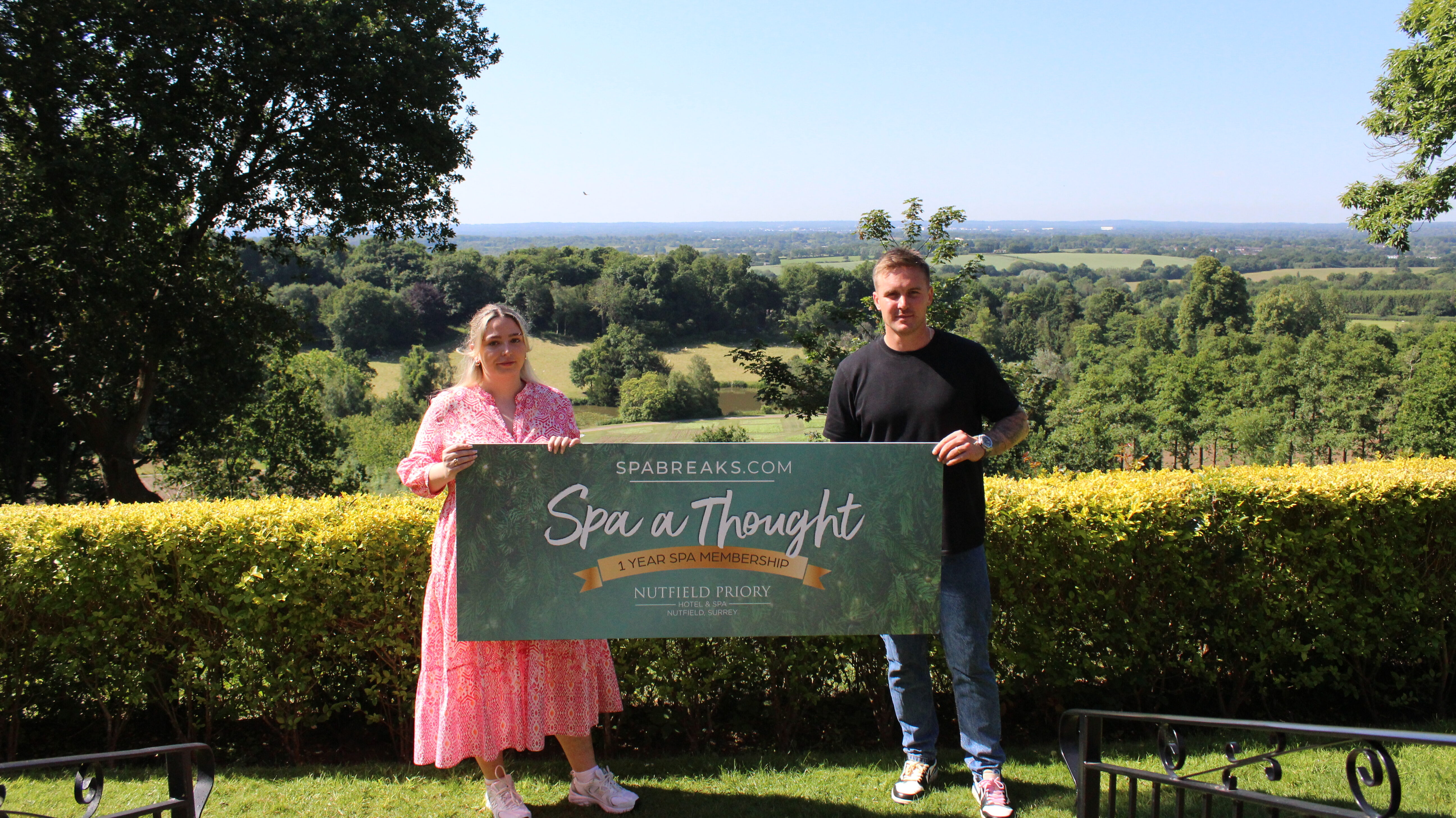 Spabreaks.com ambassador Jason Roy presented the year-long spa membership to ‘Spa a Thought’ campaign winner Elle Powers at Nutfield Priory Hotel & Spa