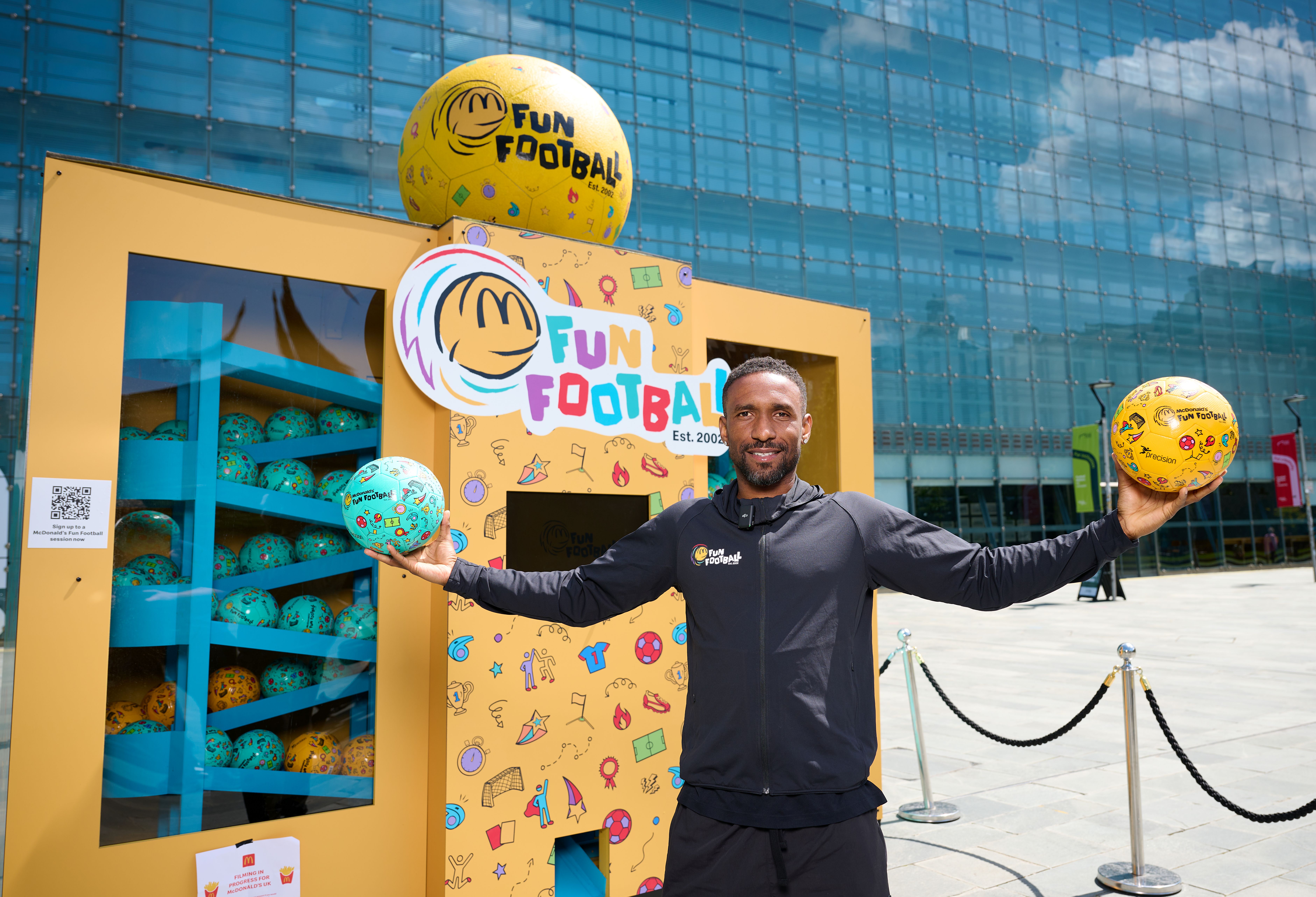 Jermain Defoe at a McDonald’s Fun Football event outside the National football Museum in Manchester
