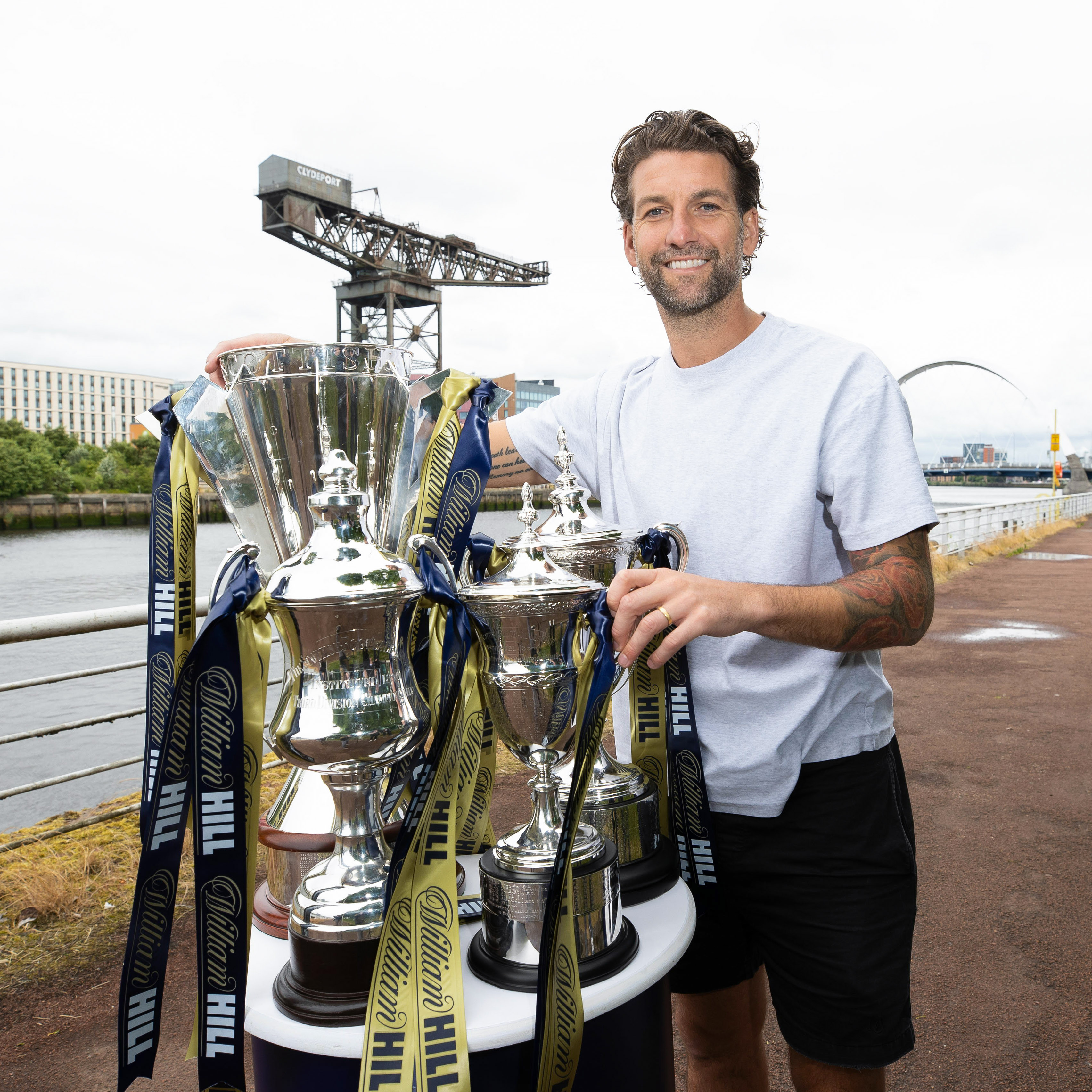 Charlie Mulgrew with the William Hill SPFL trophies