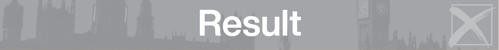 Banner graphic announcing a "Result" in white writing against a grey background with a faded image of the Houses of Parliament.