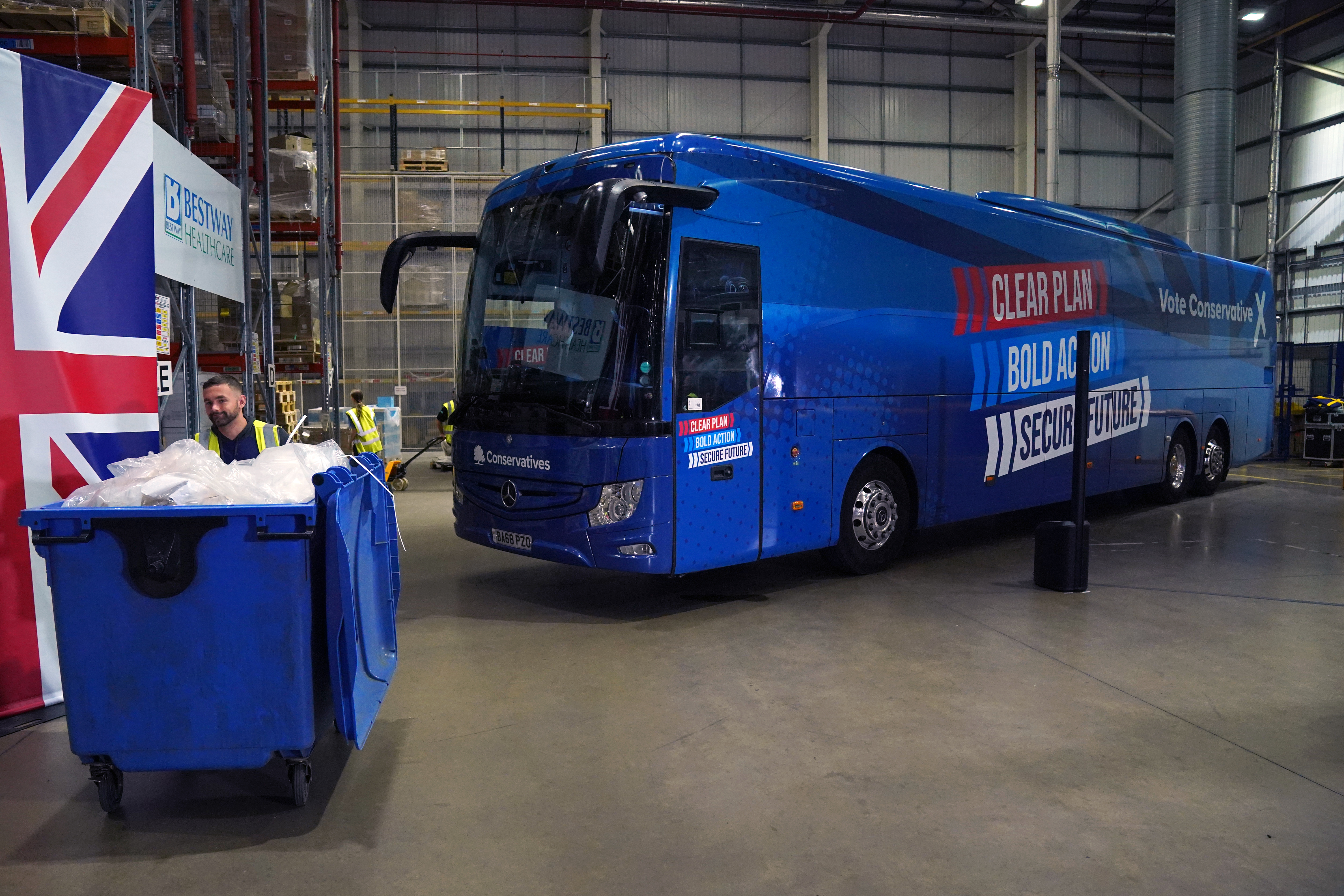 The Tory battle bus parked 