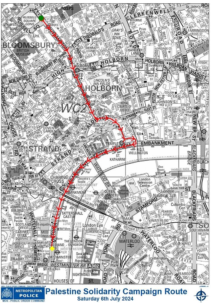 Map showing proposed route of PSC march