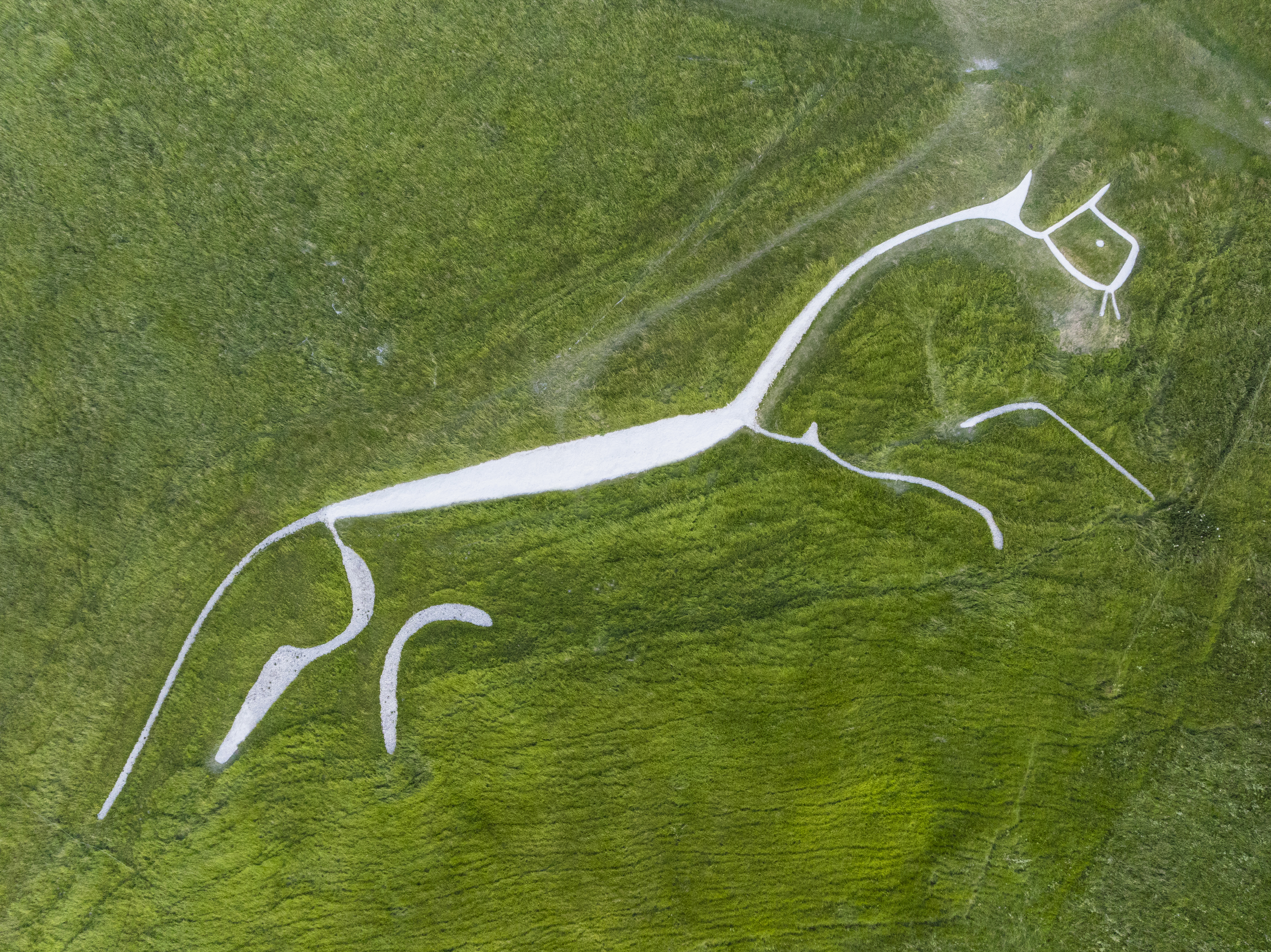 Aerial view of Uffington White Horse after restoration