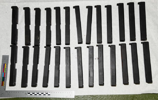 Police image of gun components recovered from a car at London Gateway Port 