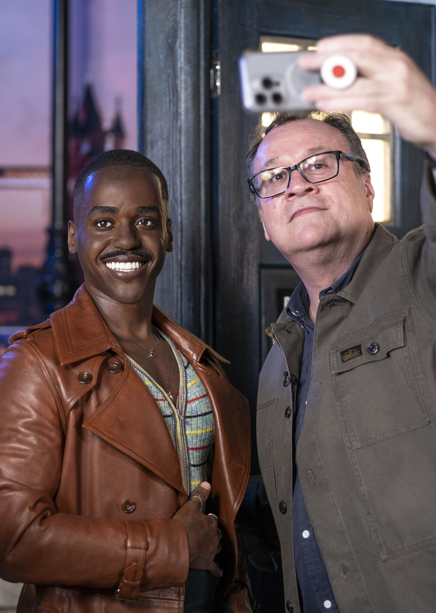 Russell T Davies takes a selfie with the Ncuti Gatwa waxwork