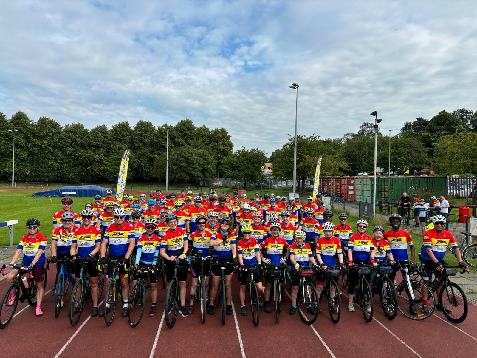 Dozens of riders gather for the start of the 2024 Jo Cox Way event 