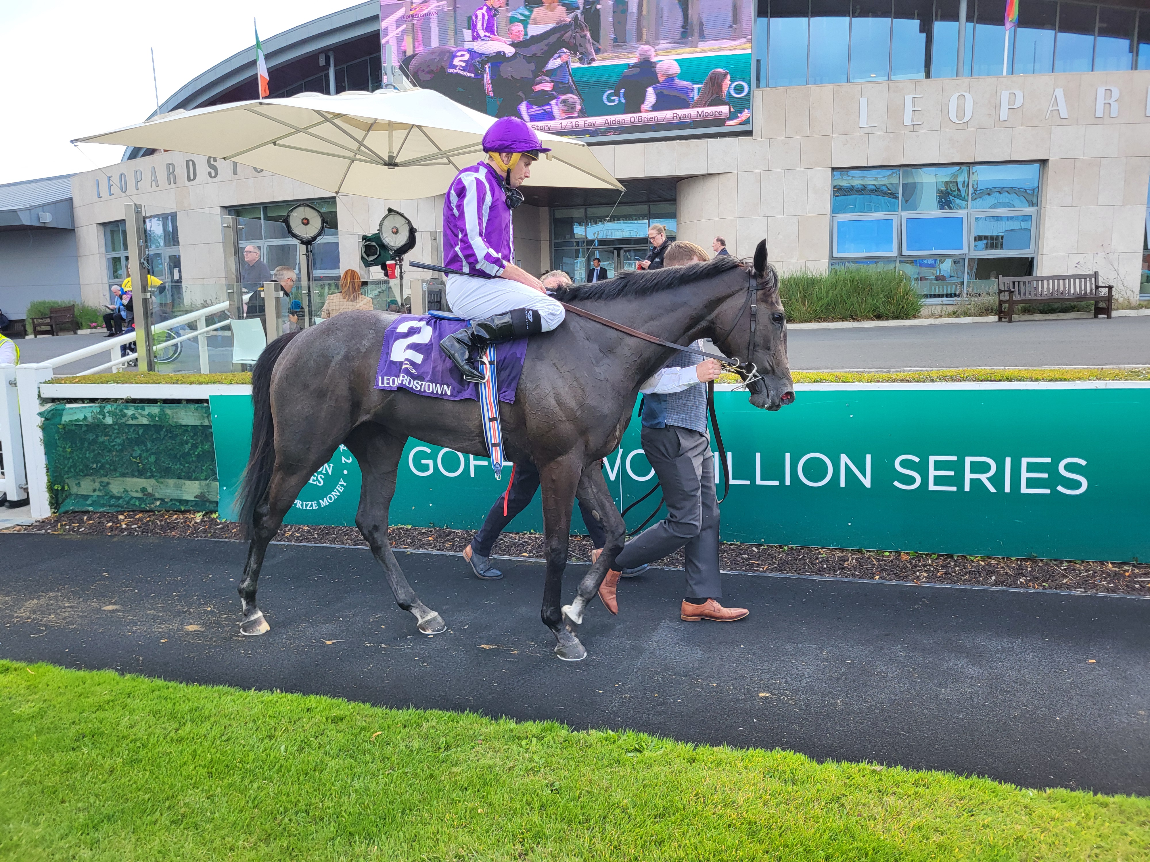 Bedtime Story and Ryan Moore after winning at Leopardstown