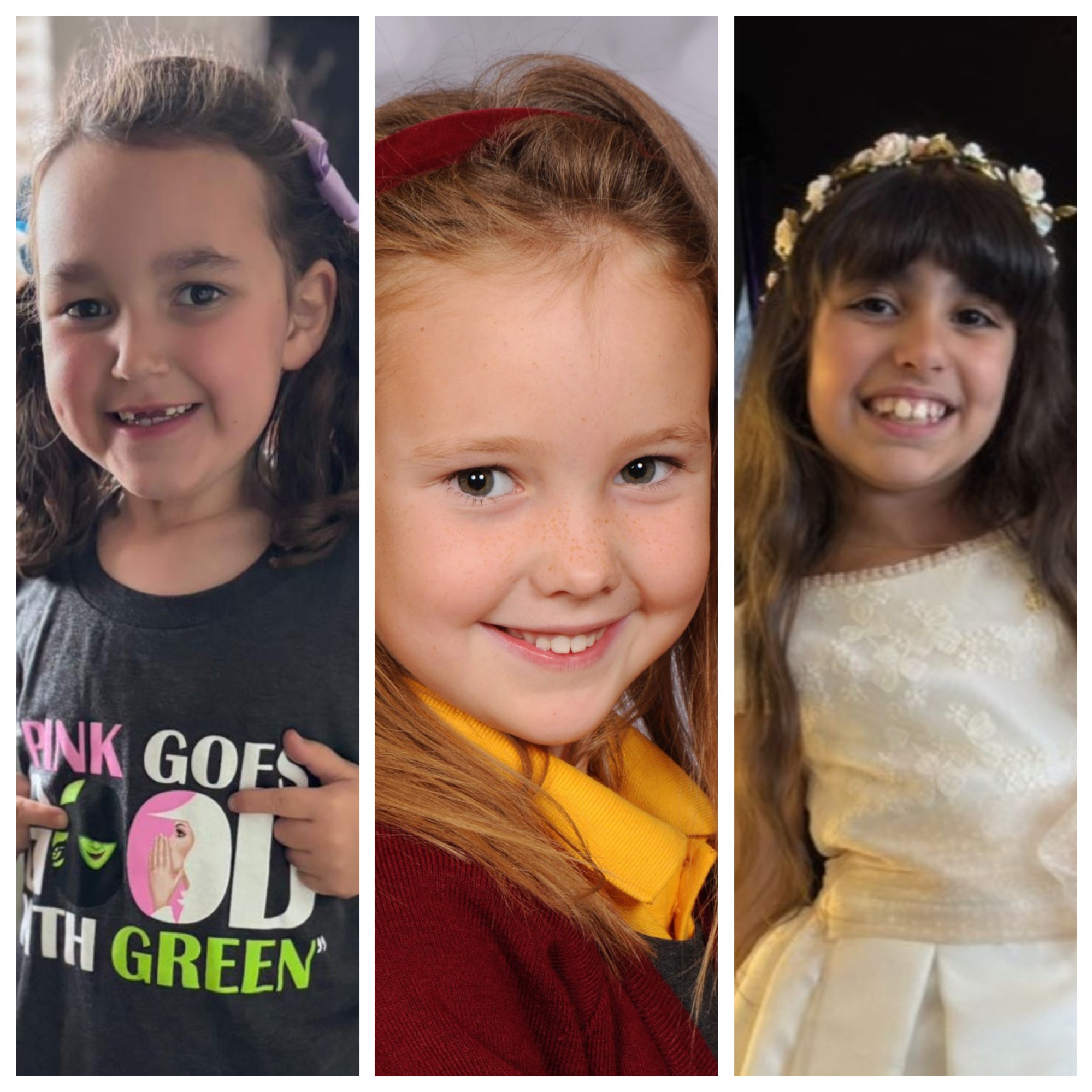 Head shots of three girls