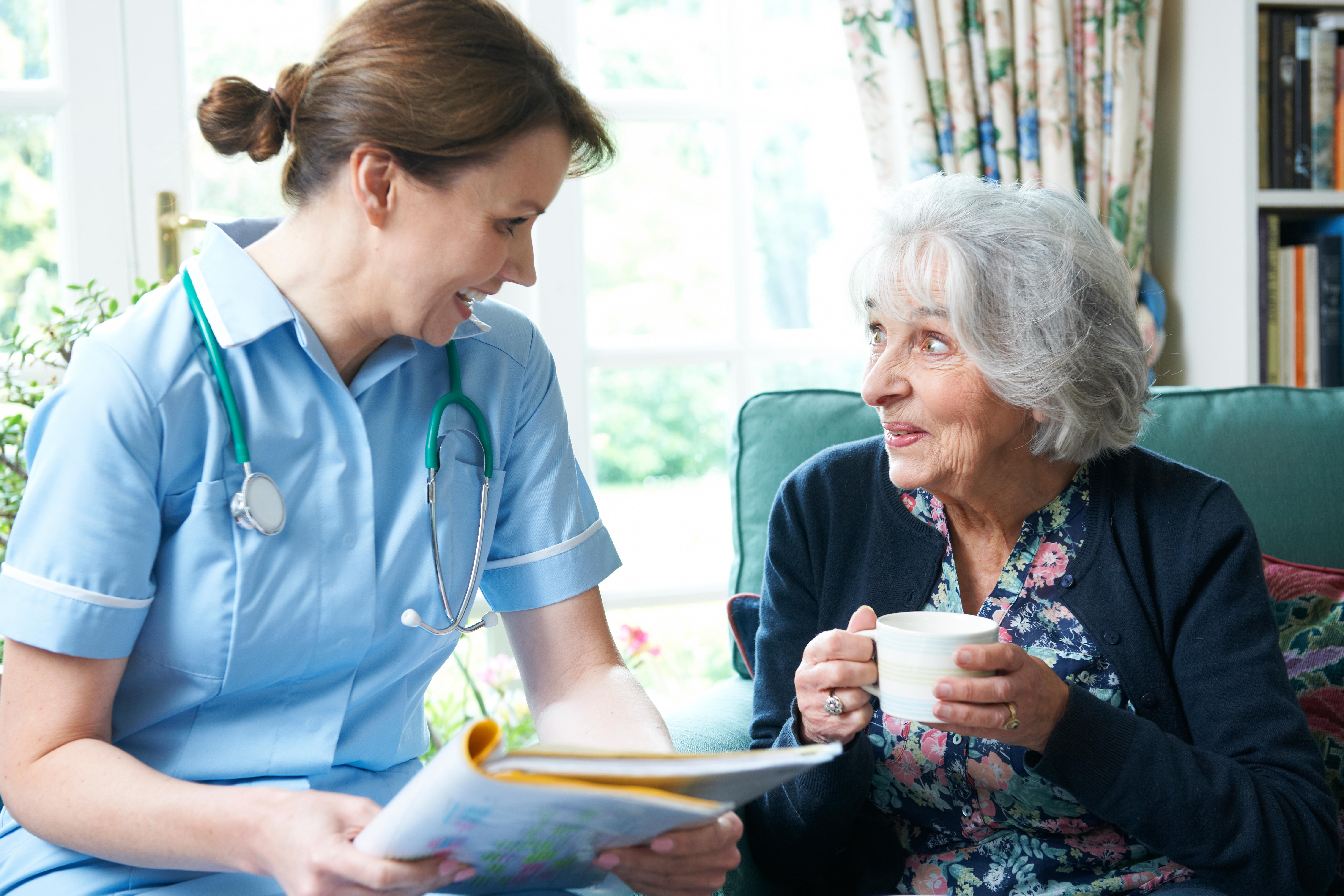 Health Care Worker Visiting Senior Woman At Home