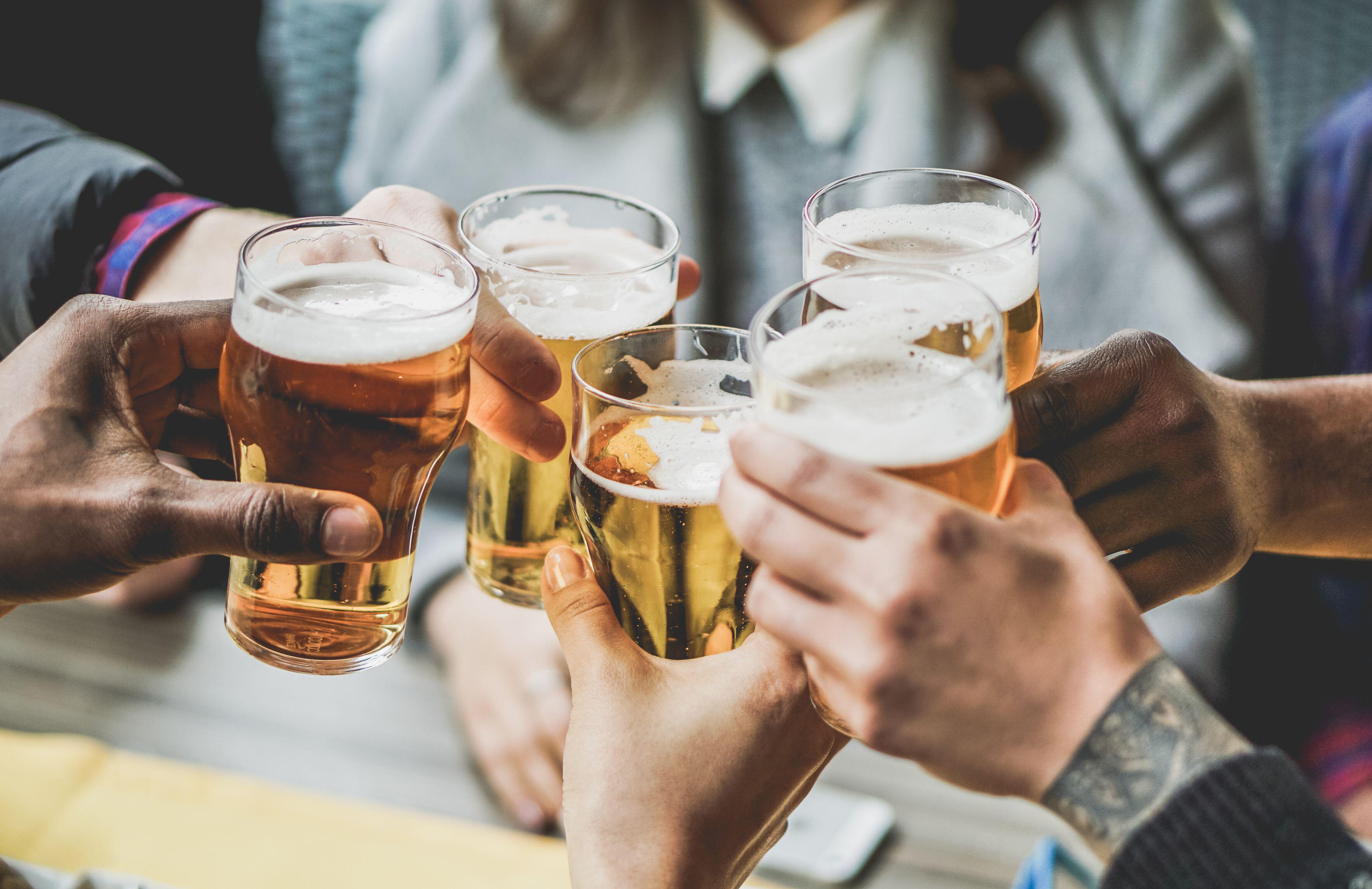 Group of friends enjoying a beer 