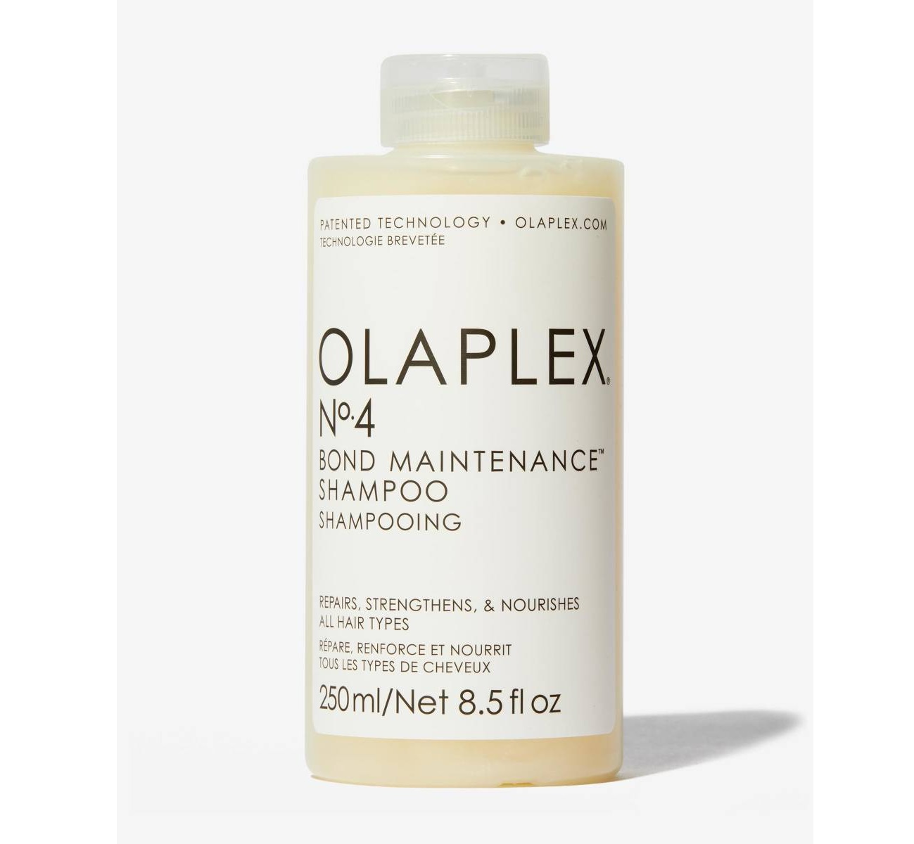 Plastic bottle of nourishing conditioner for all hair types