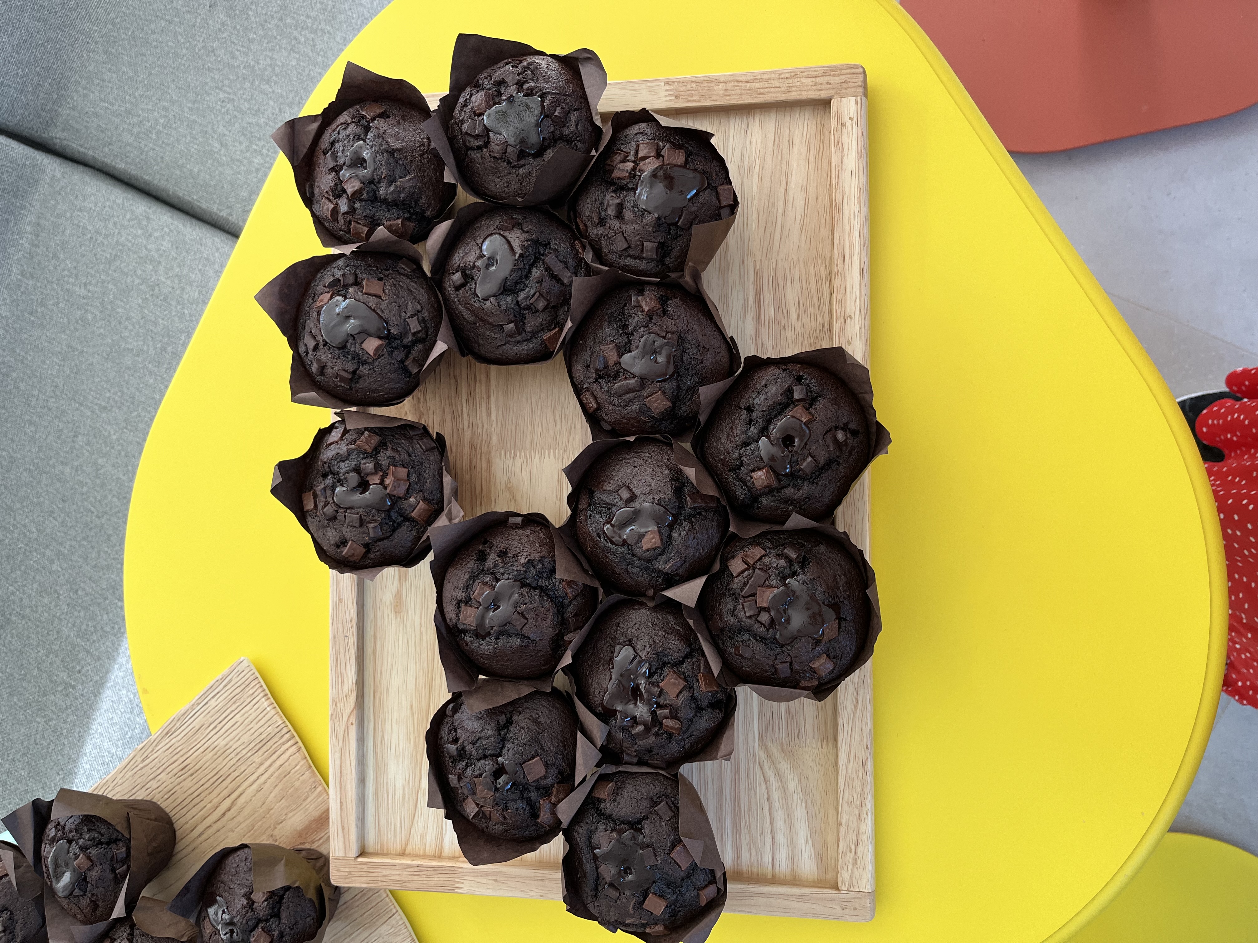 Chocolate muffins on display in the Olympic Village (PA)