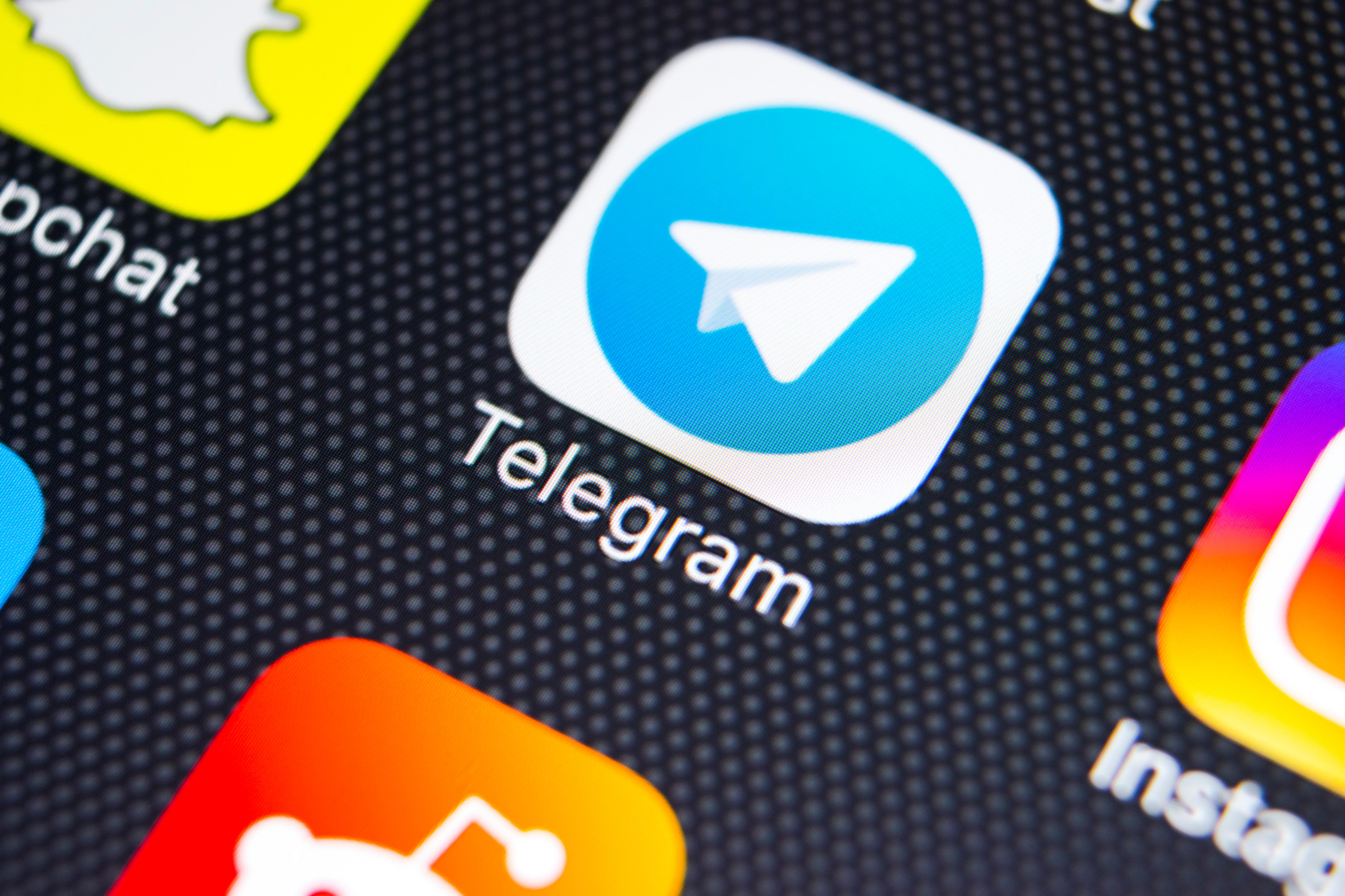 The Telegram app is seen on a mobile phone