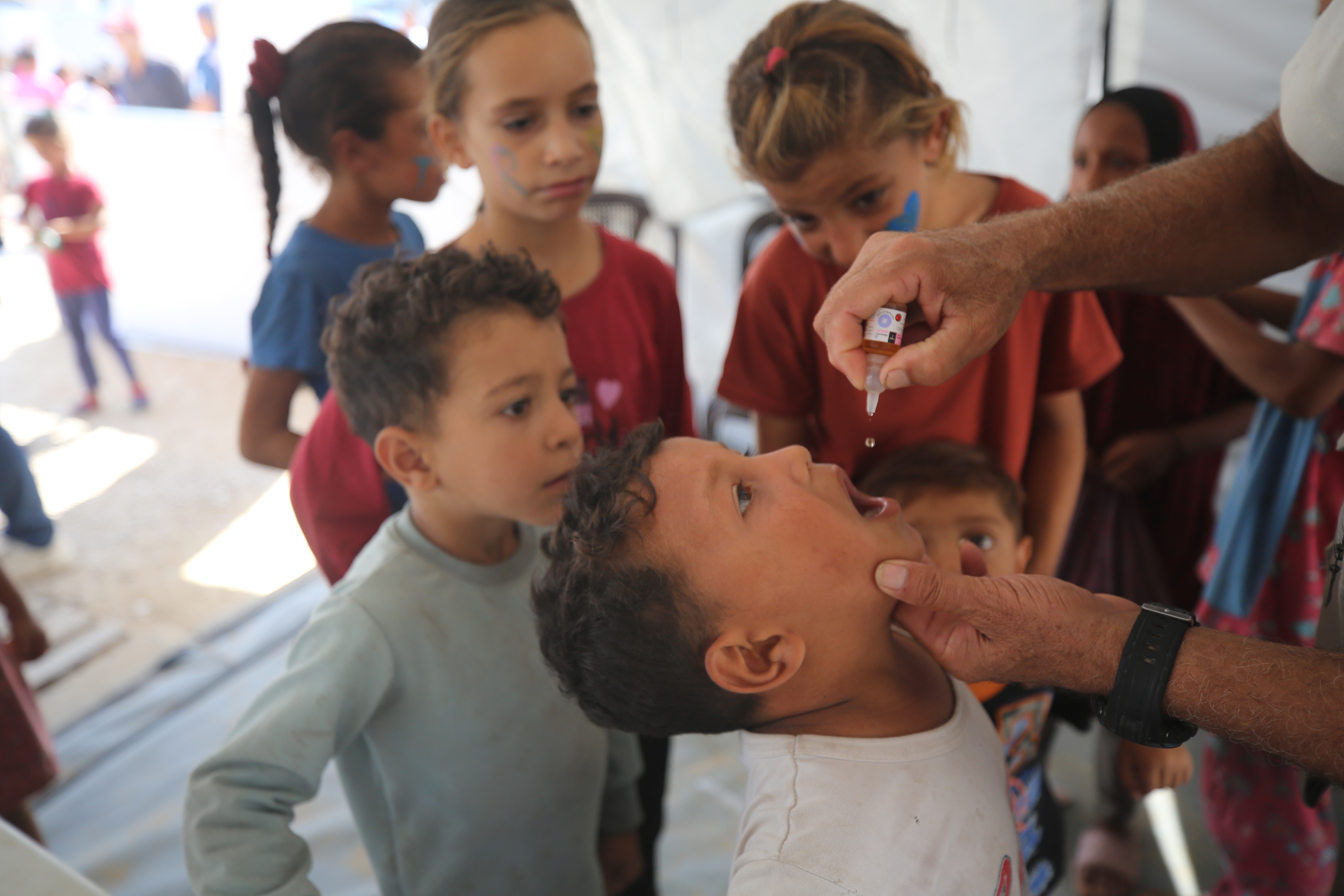 A boy receives a vaccination