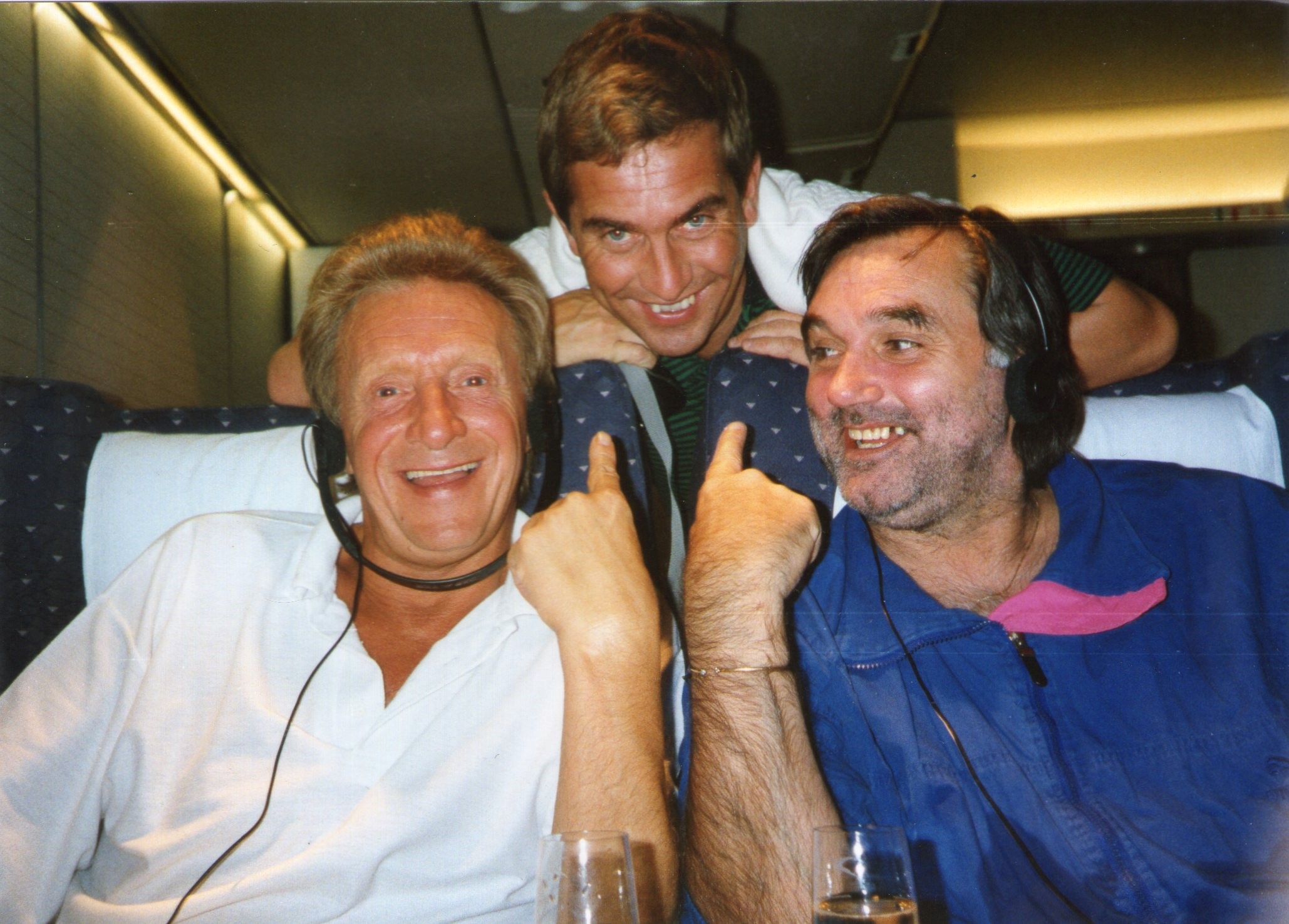 Broadcaster Garry Richardson pictured with Denis Law and George Best