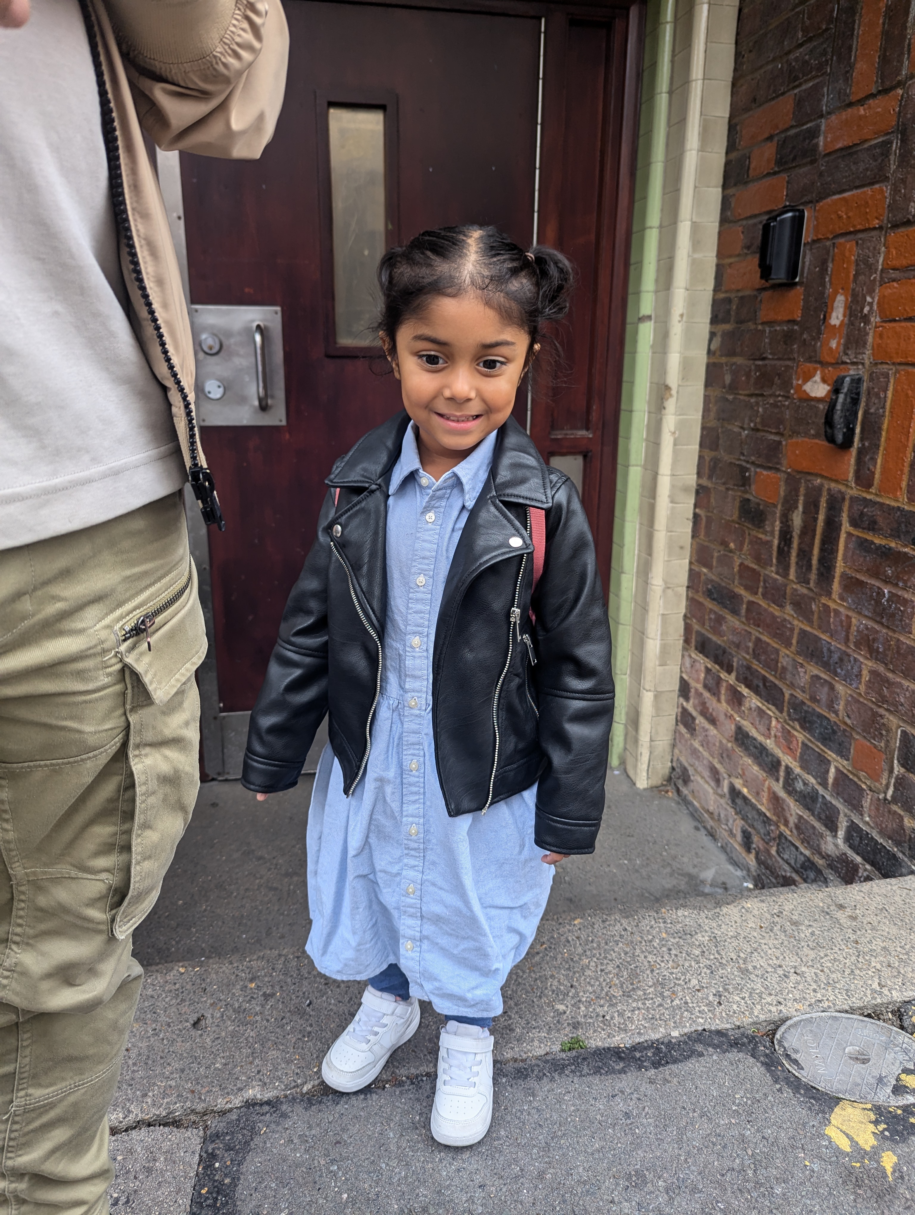 Yumna Abdul leaving home for her first day at primary school