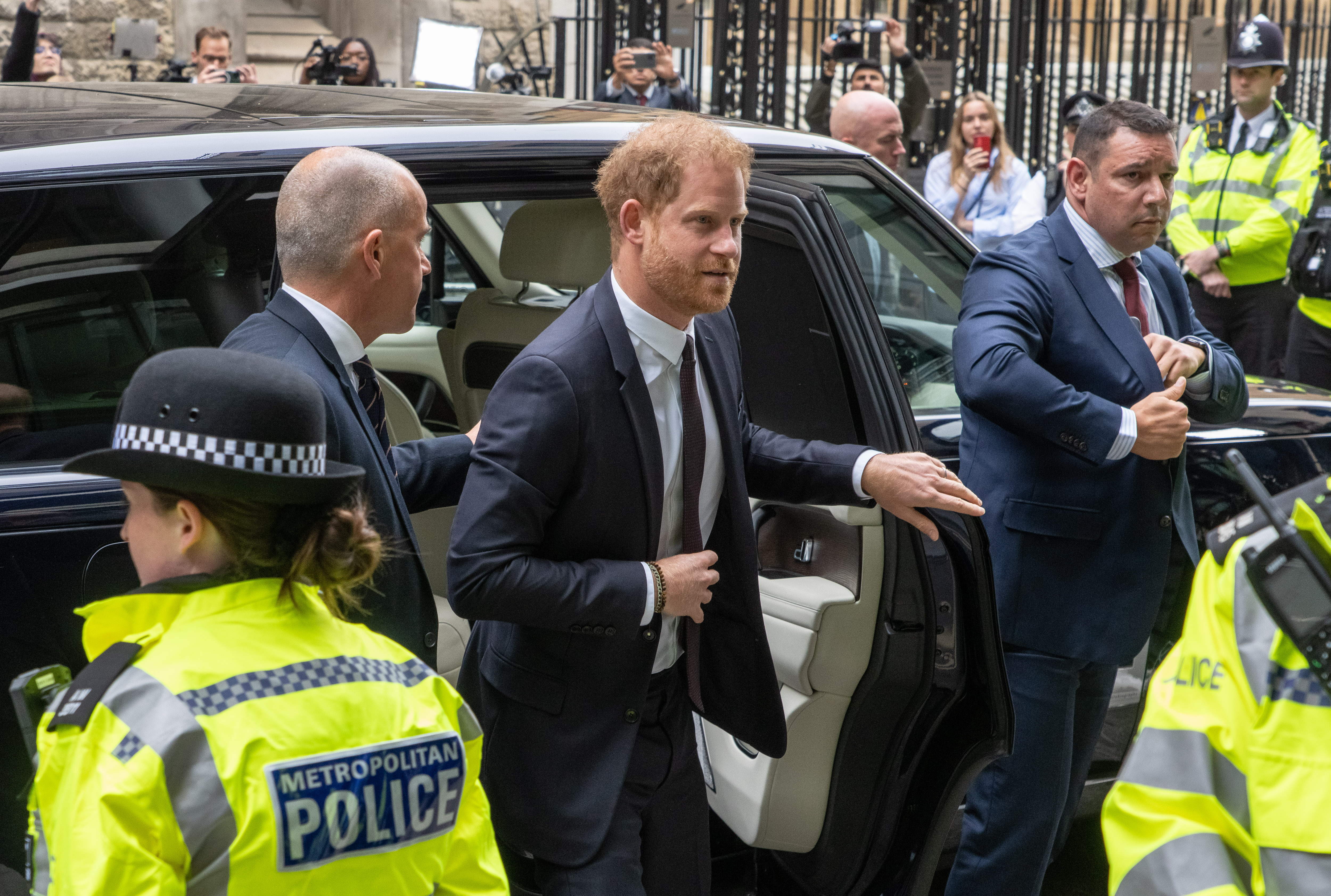 The duke, then 38, at the Rolls Buildings in central London for the phone hacking trial against Mirror Group Newspapers (MGN)