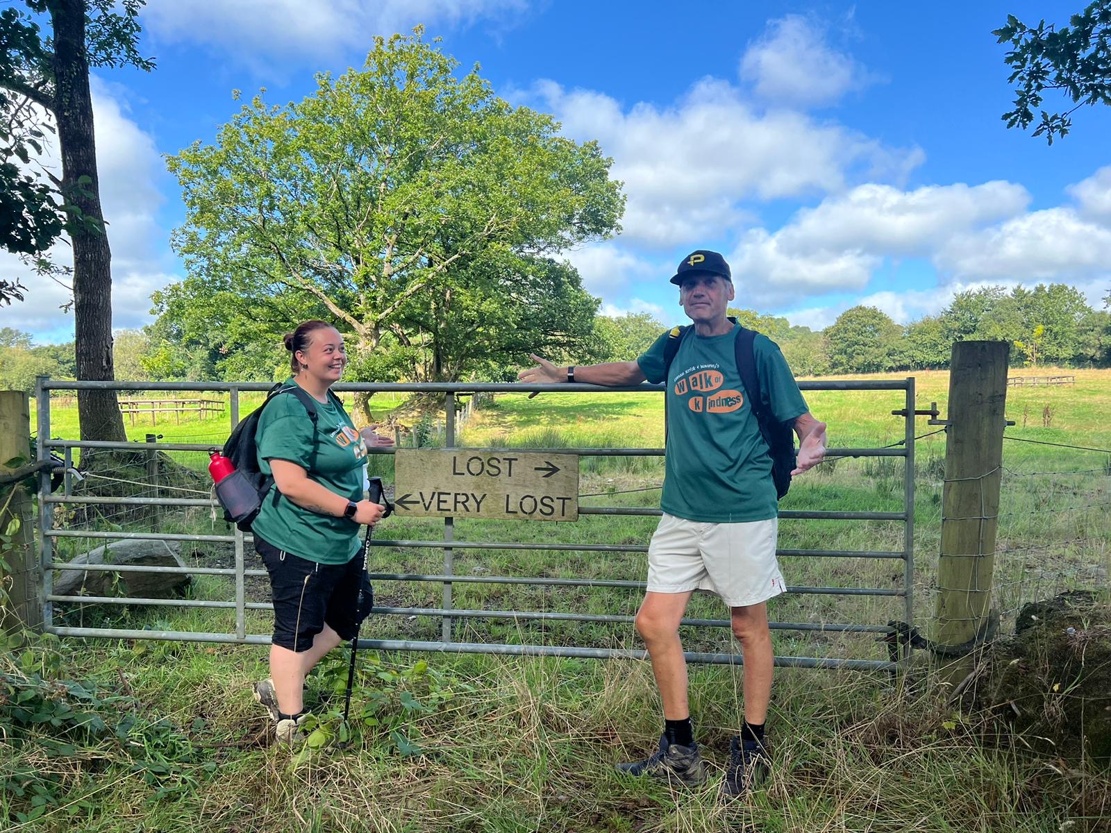 Chloe Ward and Mick Jagger on the Walk of Kindness in Wales