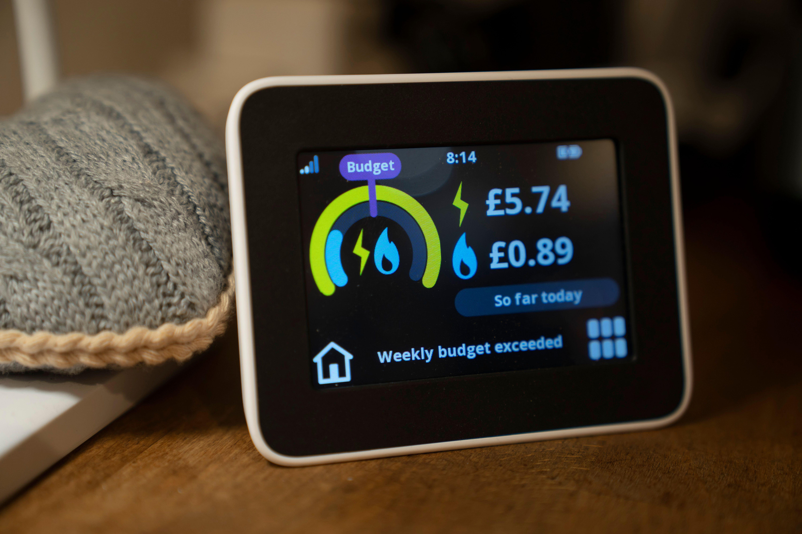 Smart meter showing gas and electricity usage