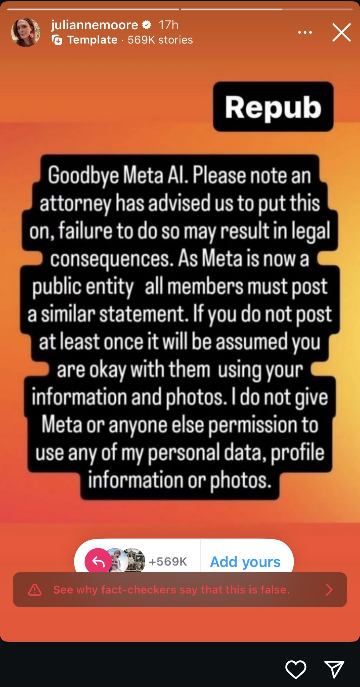 'Goodbye Meta AI' hoax social media post