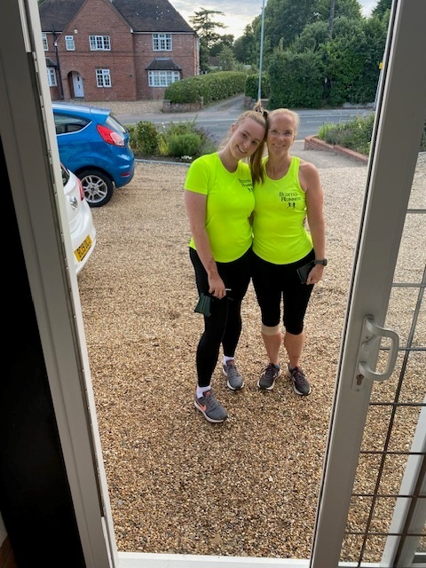 Jamilla Blake in running kit with her mother Jan Wilcox