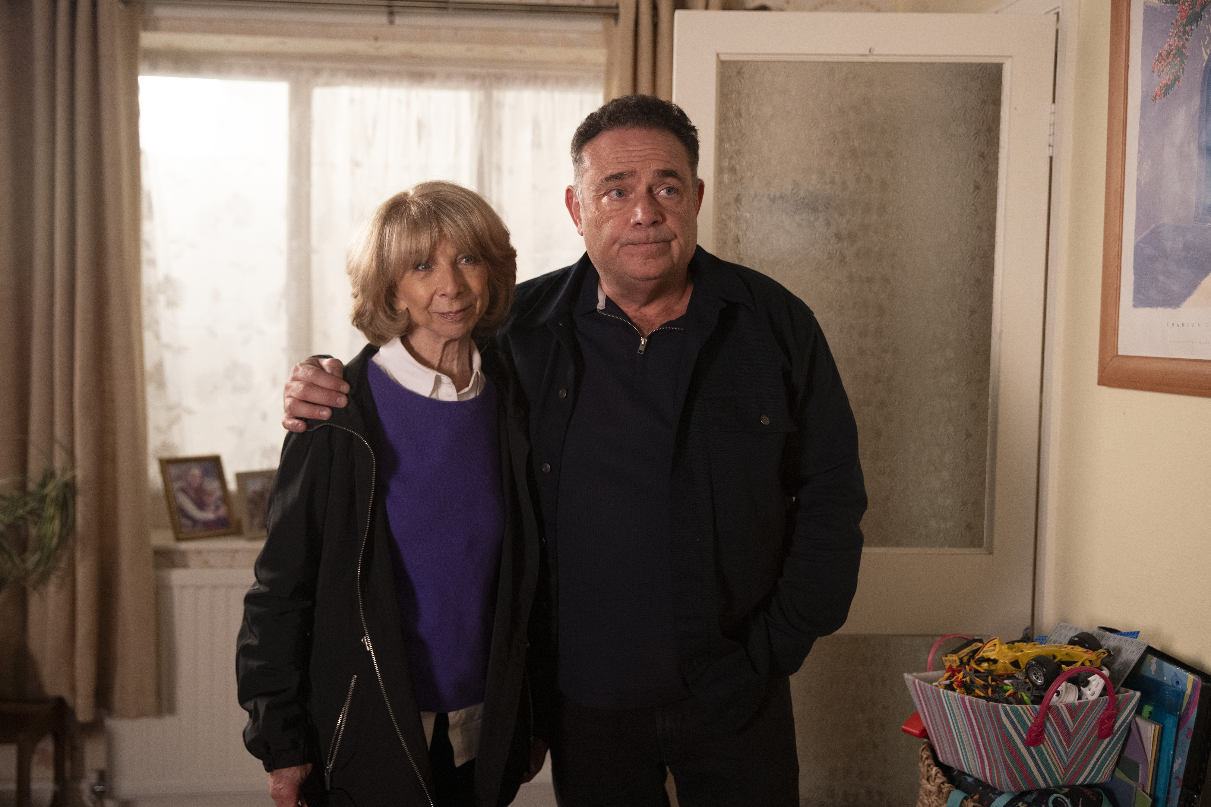 Helen Worth with John Thomson in a still from Coronation Street