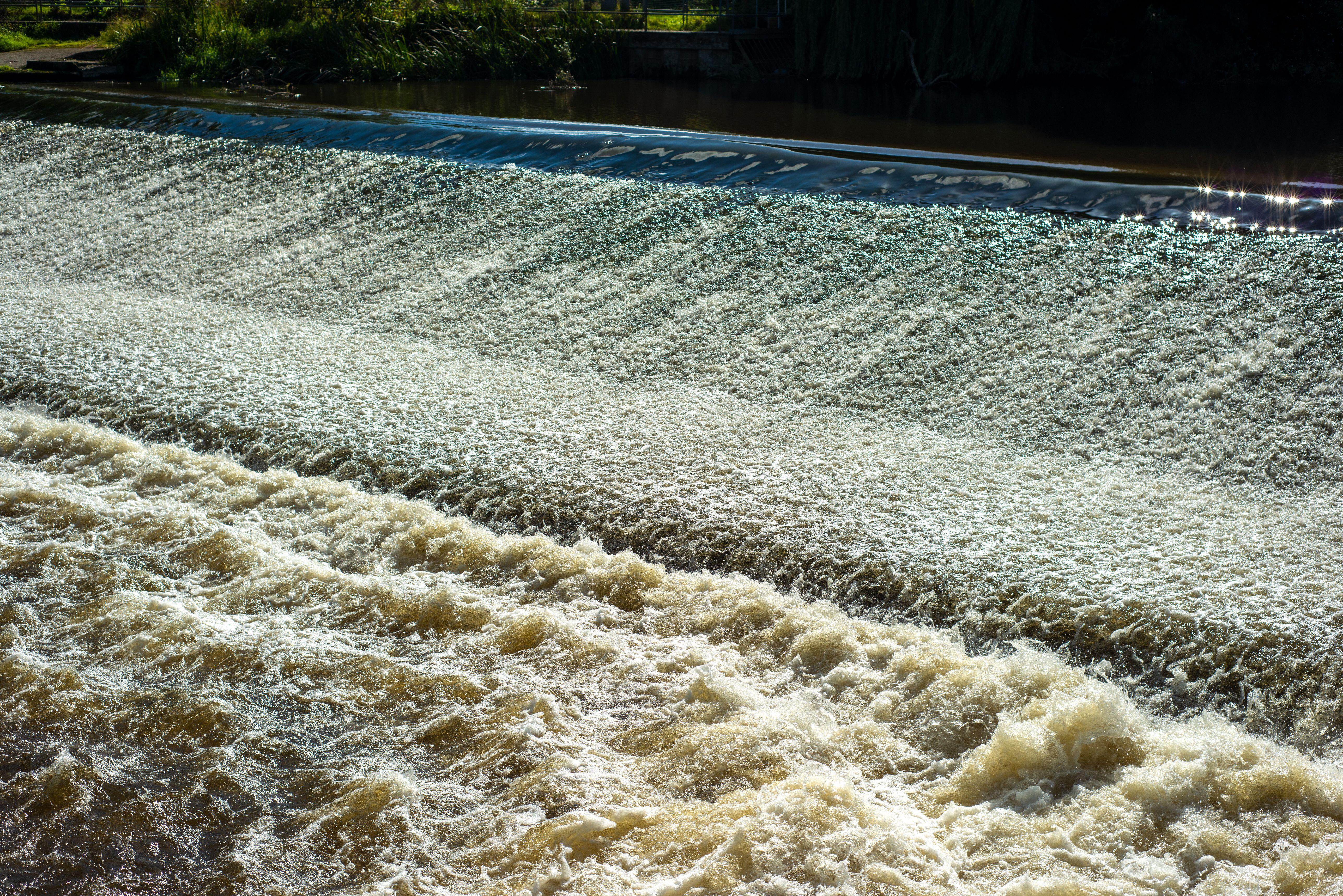 Water coming over a weir on the River Severn