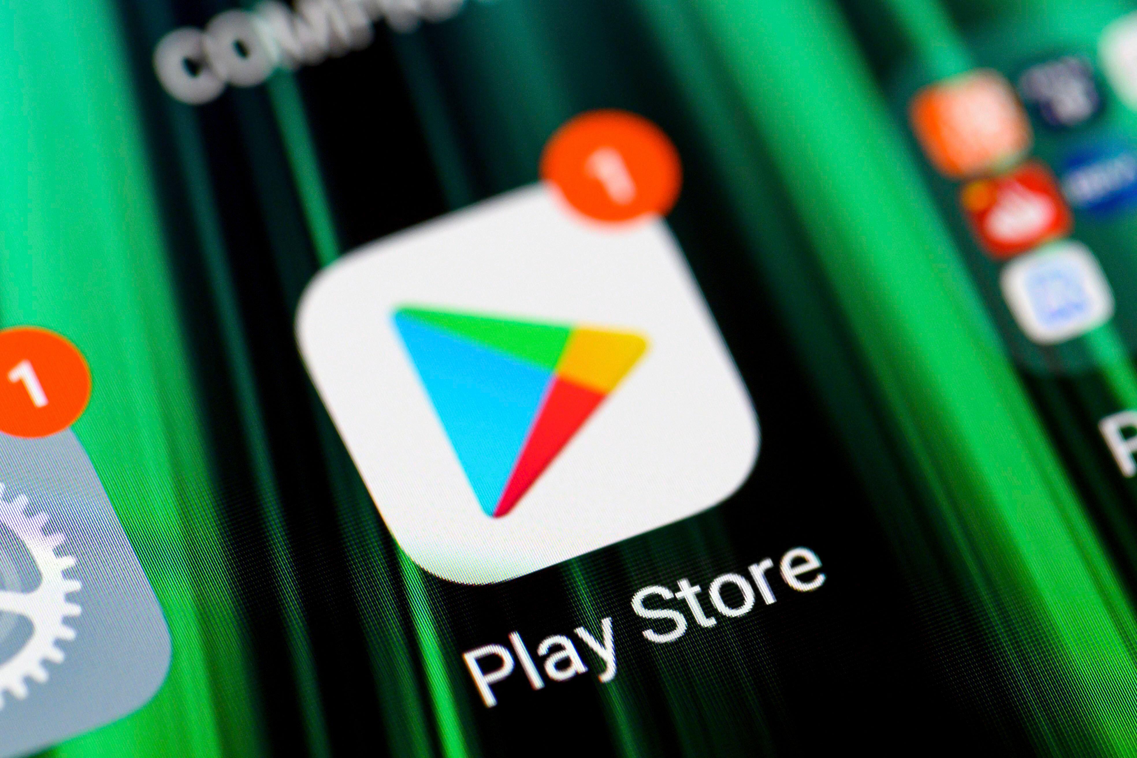 The Play Store app icon on smartphone screen