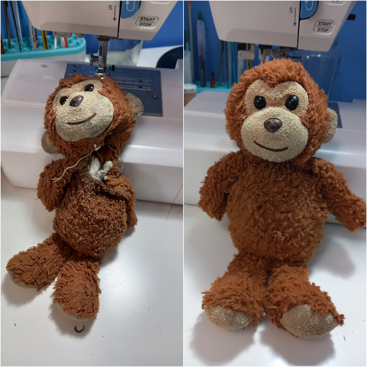 Toy before and after being repaired