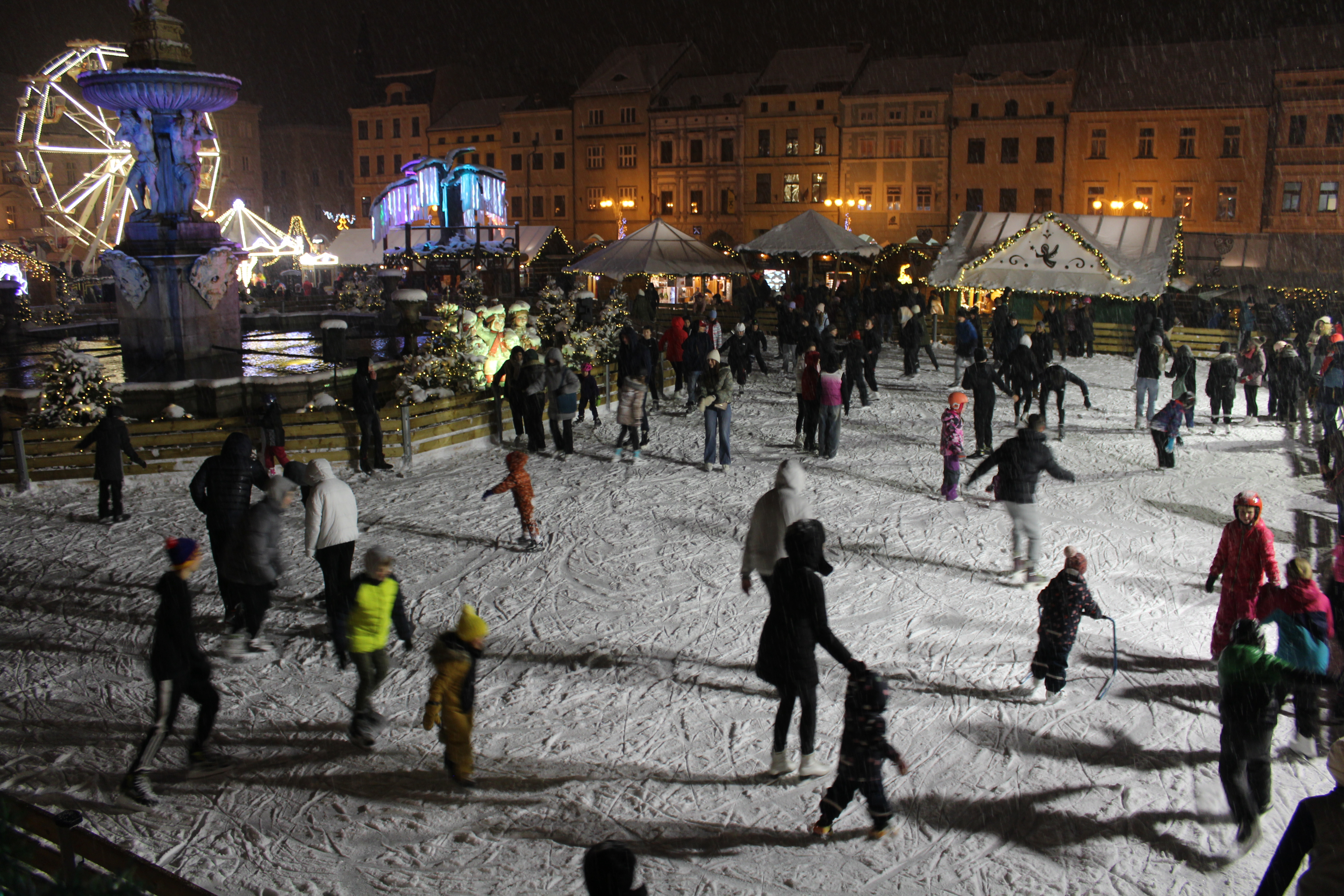 Ice skating at České Budějovice's Christmas market (Josie Clarke/PA)